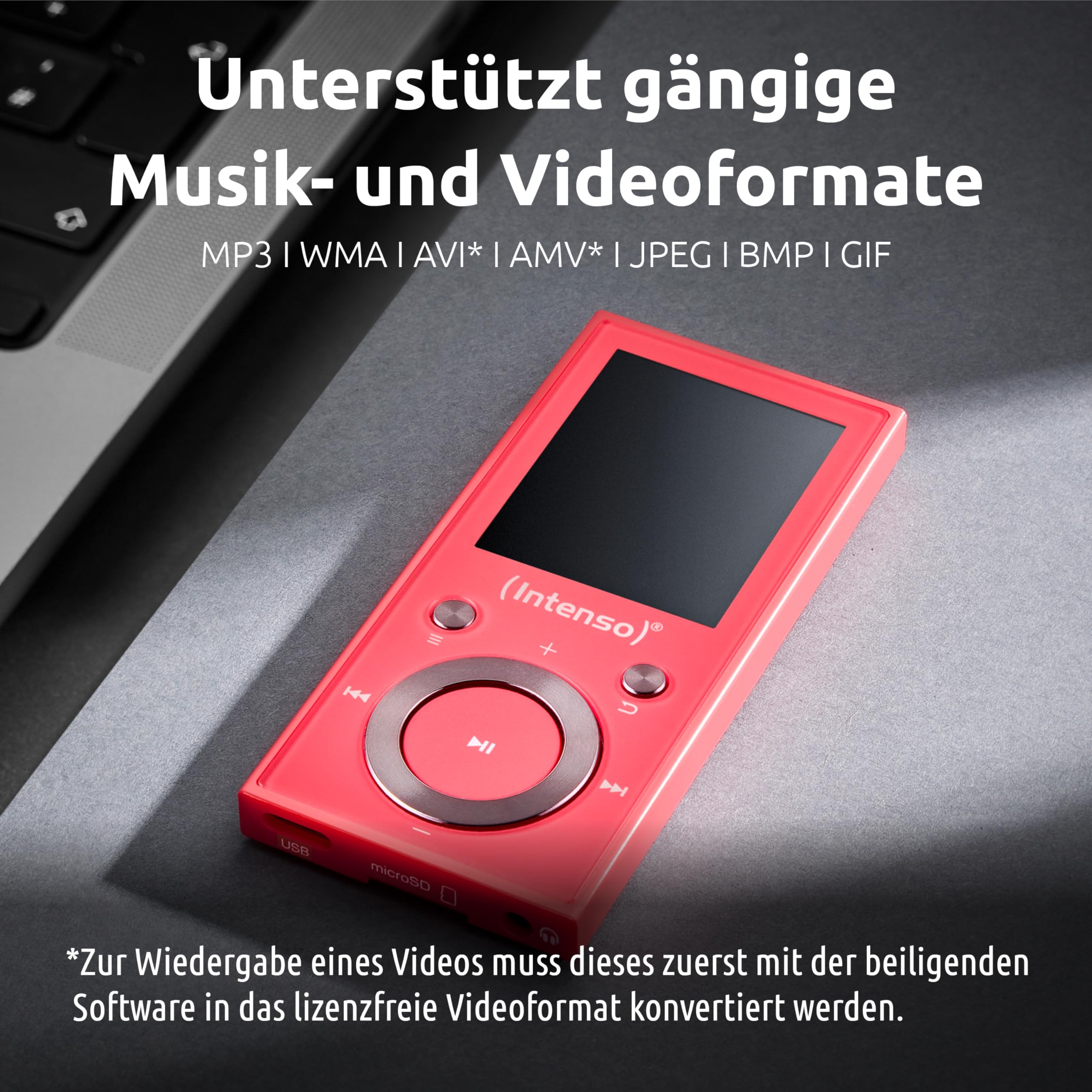 Intenso Video Scooter BT MP3 Player mit Bluetooth 5.0, 1,8 Zoll Farbdisplay