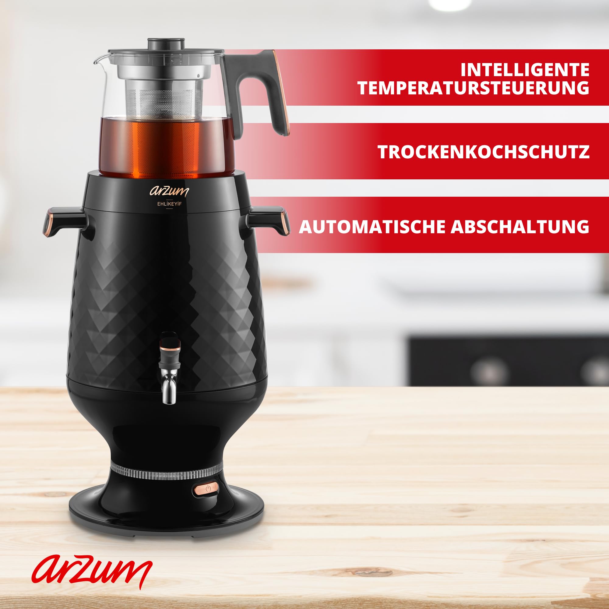 Arzum AR3083B Samovar Teekocher