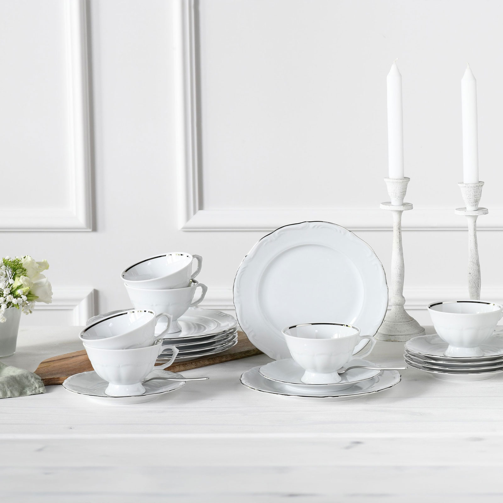 CreaTable, 24322, Serie Maria Theresia Platin, Kaffeeservice 18-teilig 