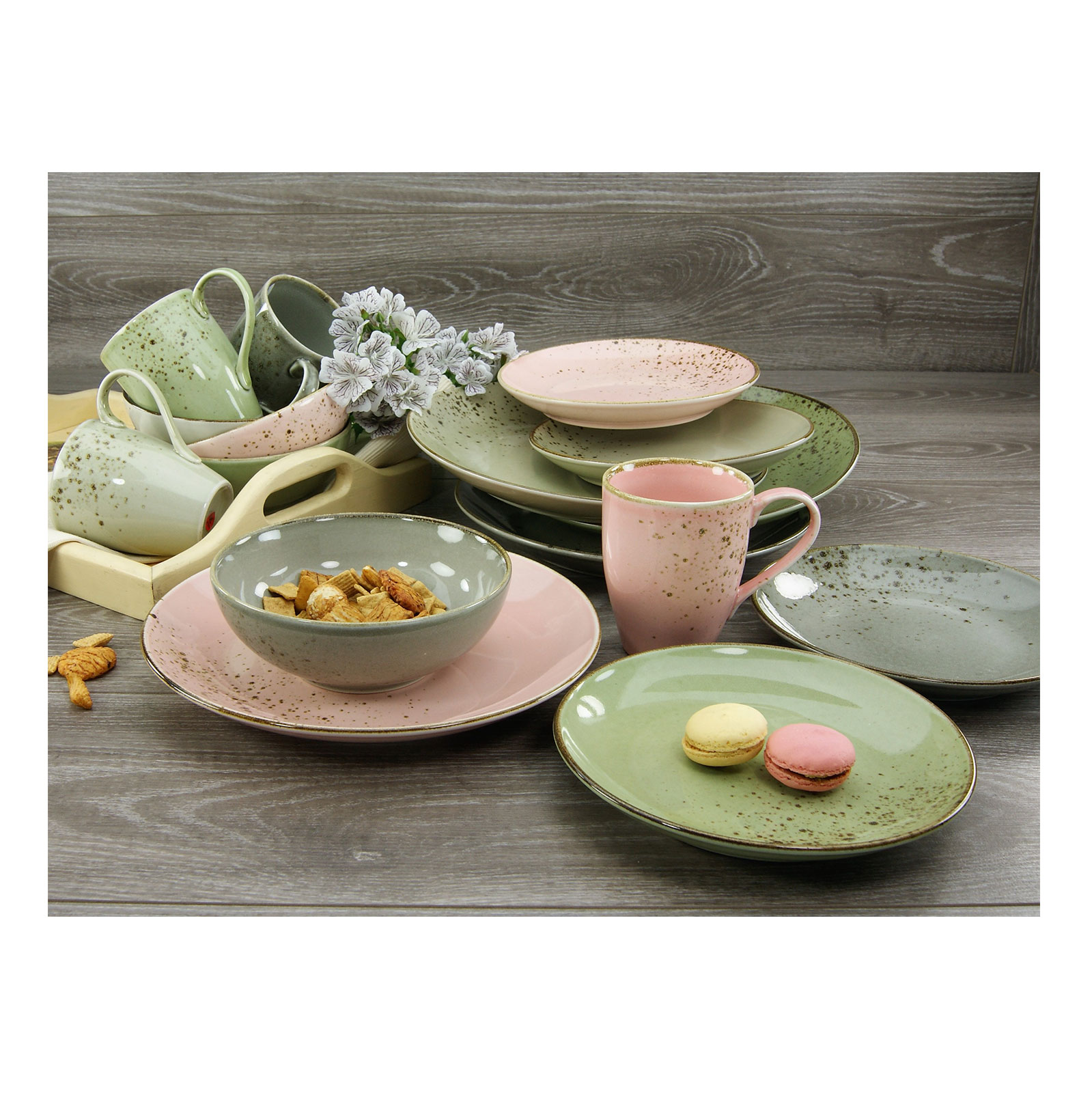 CreaTable, 20298, Serie Nature Collection VINTAGE GARDEN, Geschirrset, Kombiservice 16 teilig