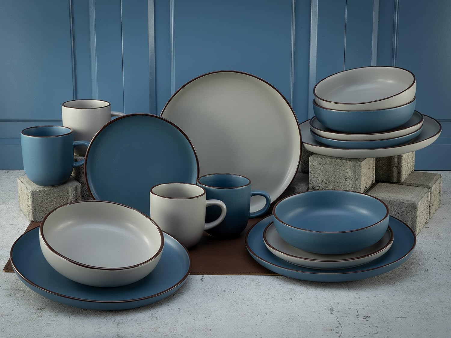 CreaTable, 21016, Serie Modern Scandic blue-grey, Kombiservice 16 teilig