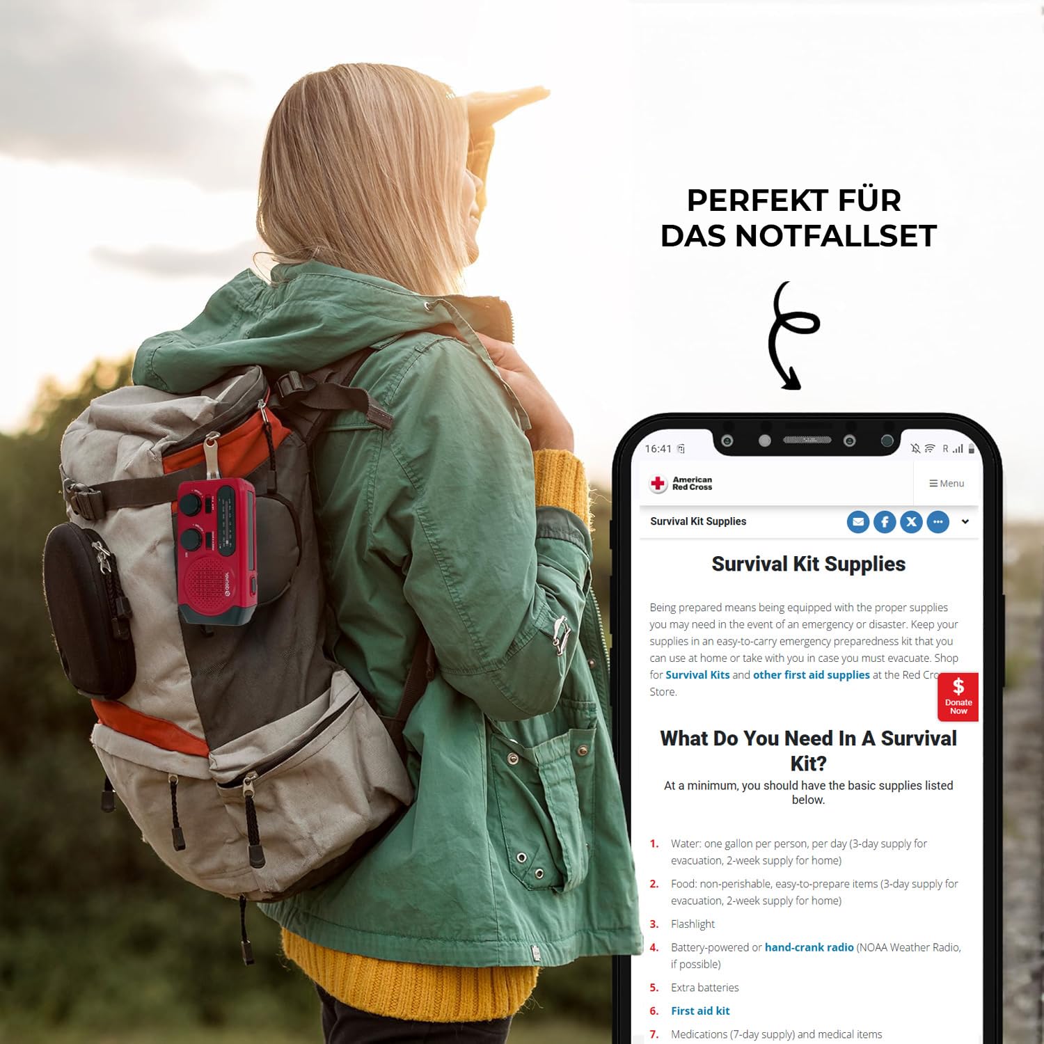 Denver SCR-2010MK2 Kurbelradio Notfallradio Solar – AM/FM Weltempfänger