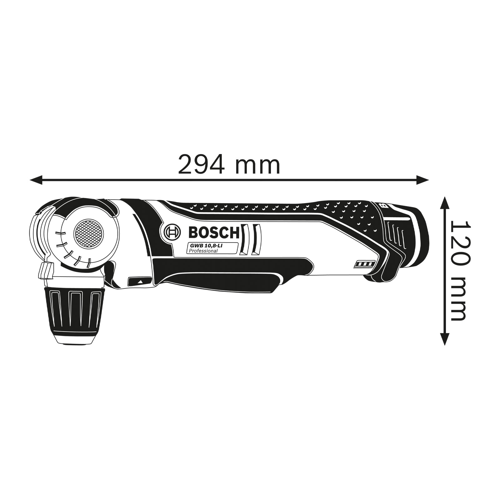 Bosch Professional Akku-Winkelbohrmaschine GWB 12V-10, Solo Version ohne Akku und Ladegeraet
