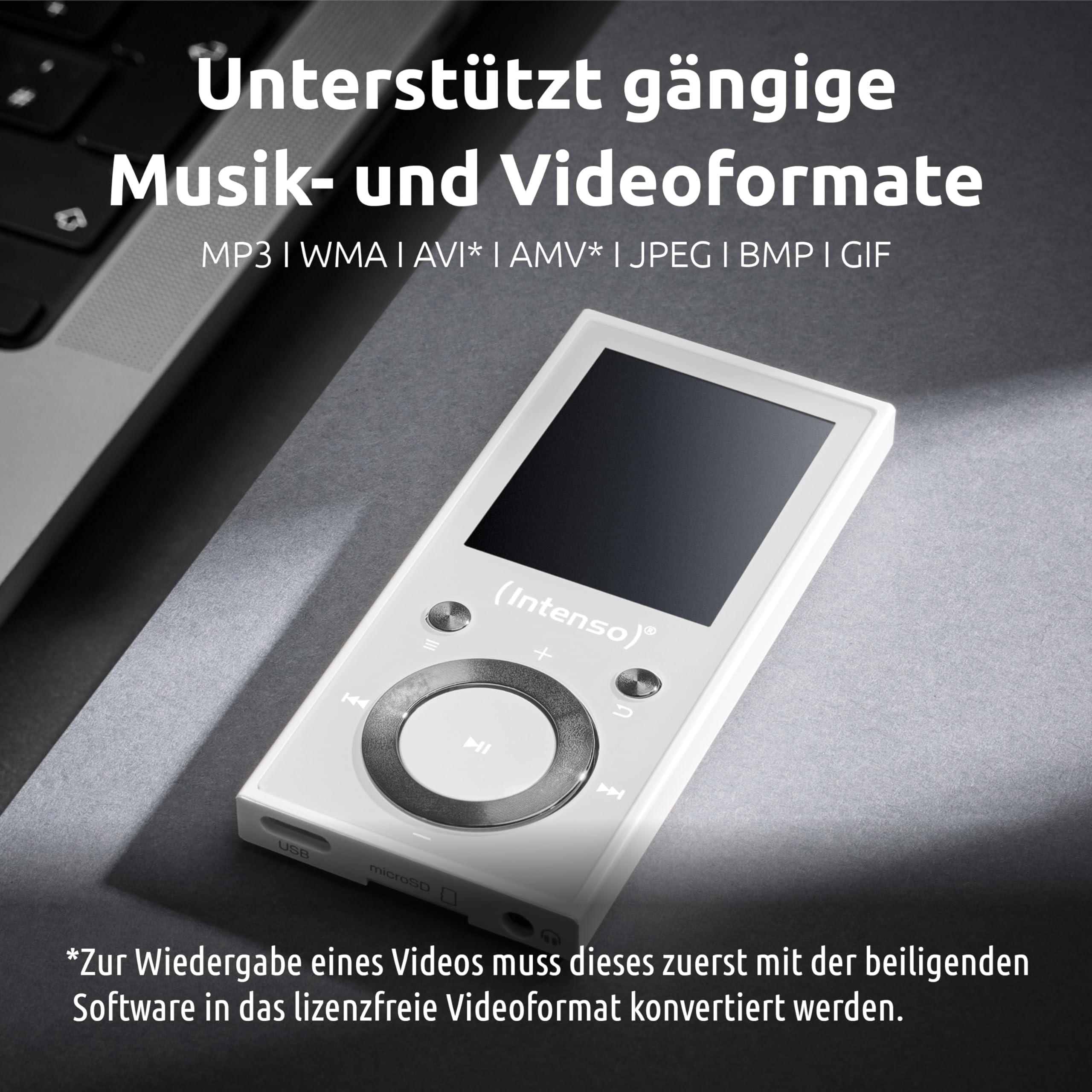 Intenso Video Scooter BT MP3 Player mit Bluetooth 5.0, 1,8 Zoll Farbdisplay