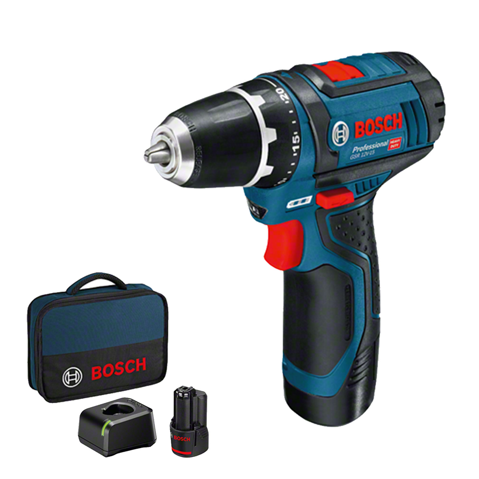 Bosch Professional GSR 12V-15 Set Bohrschrauber (Akku)