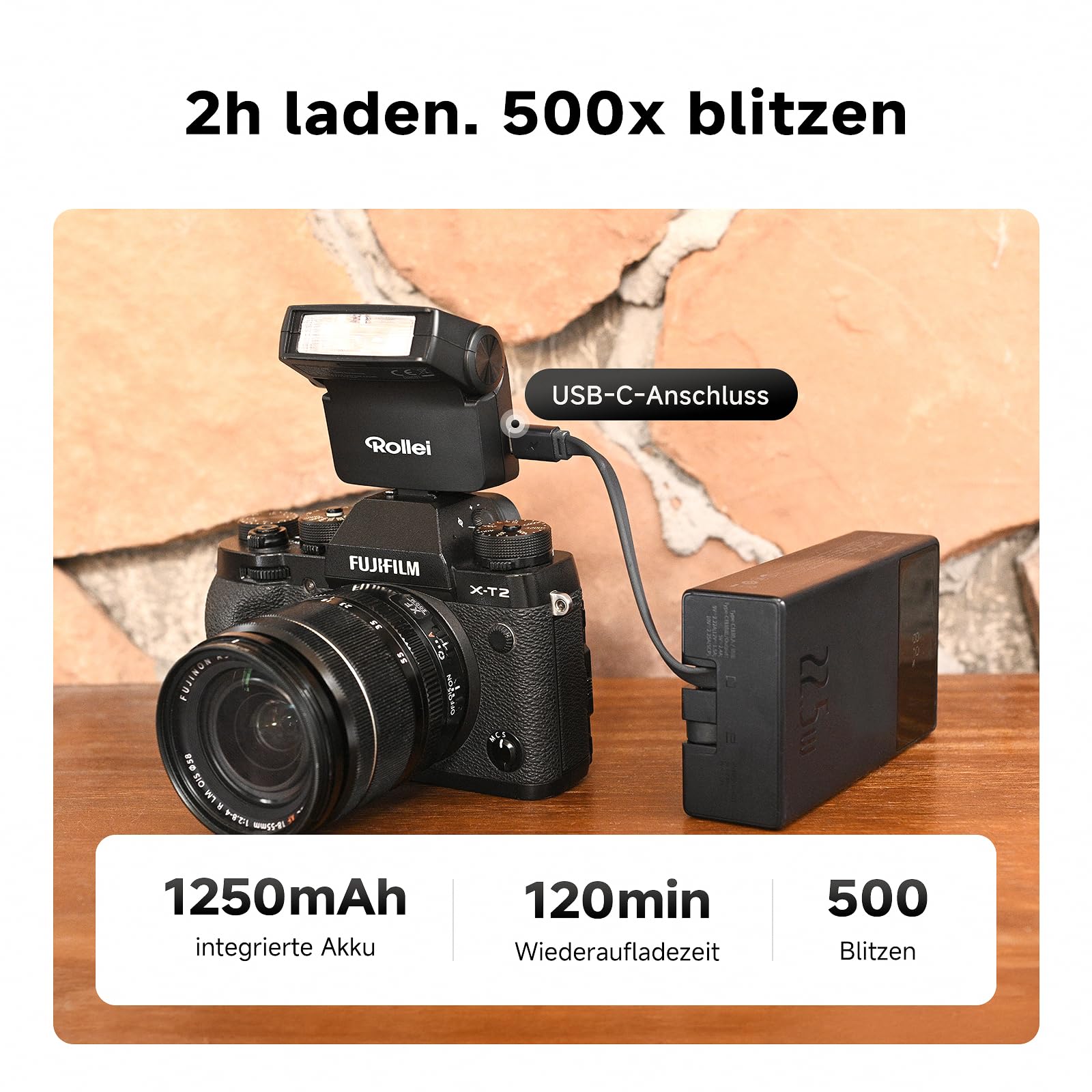Rollei Flashy ONE Mini Kamera Blitz GN 16