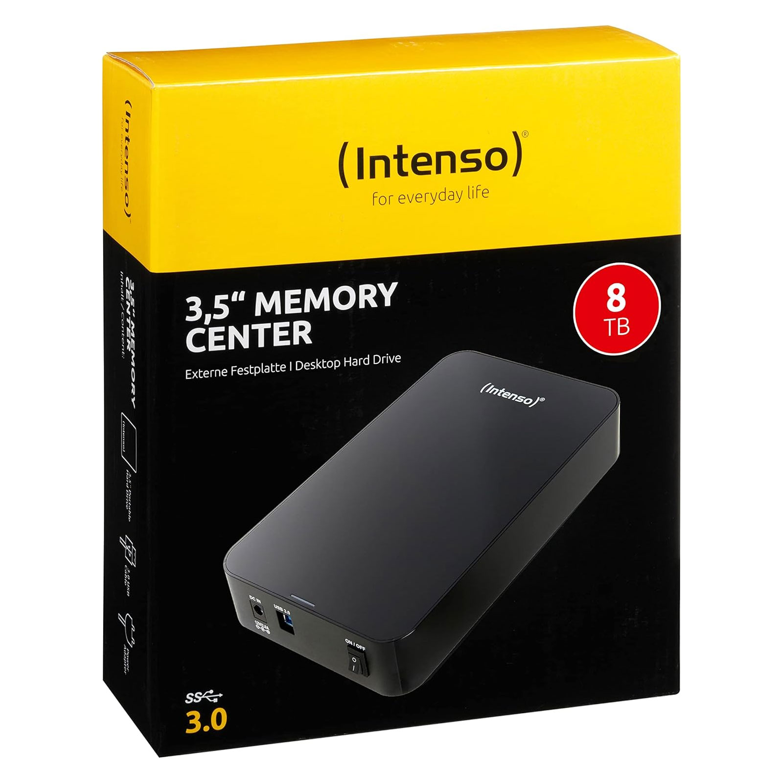 INTENSO Memory Center 3,5 Zoll 8TB schwarz Externe HDD-Festplatte (USB 3.0)