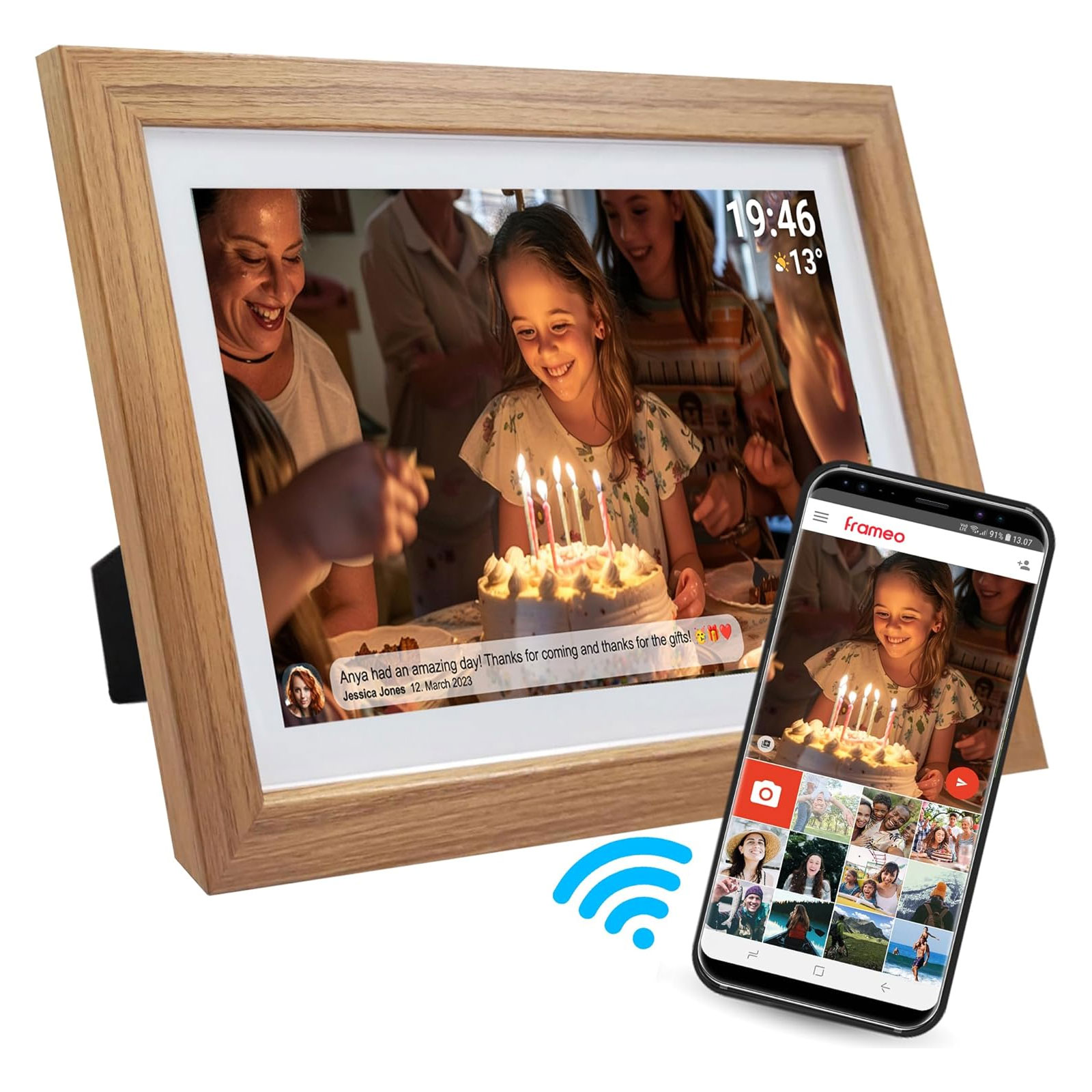 Denver PFF-1543DW Digitaler Wi-Fi Bilderrahmen DARK WOOD