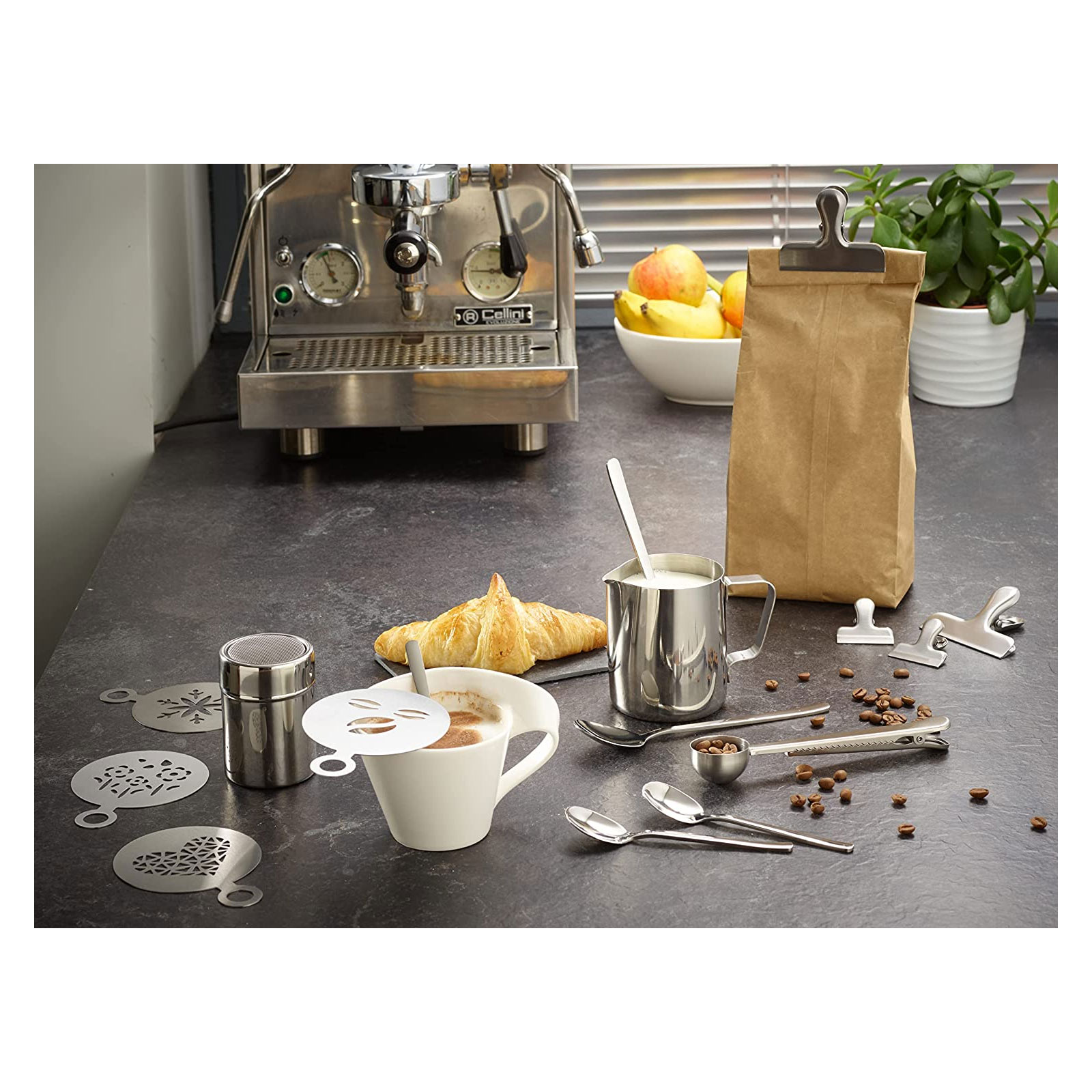 Echtwerk EW-BA-3501  Kaffeezubehör-Set 23tlg, 350 ml, silber
