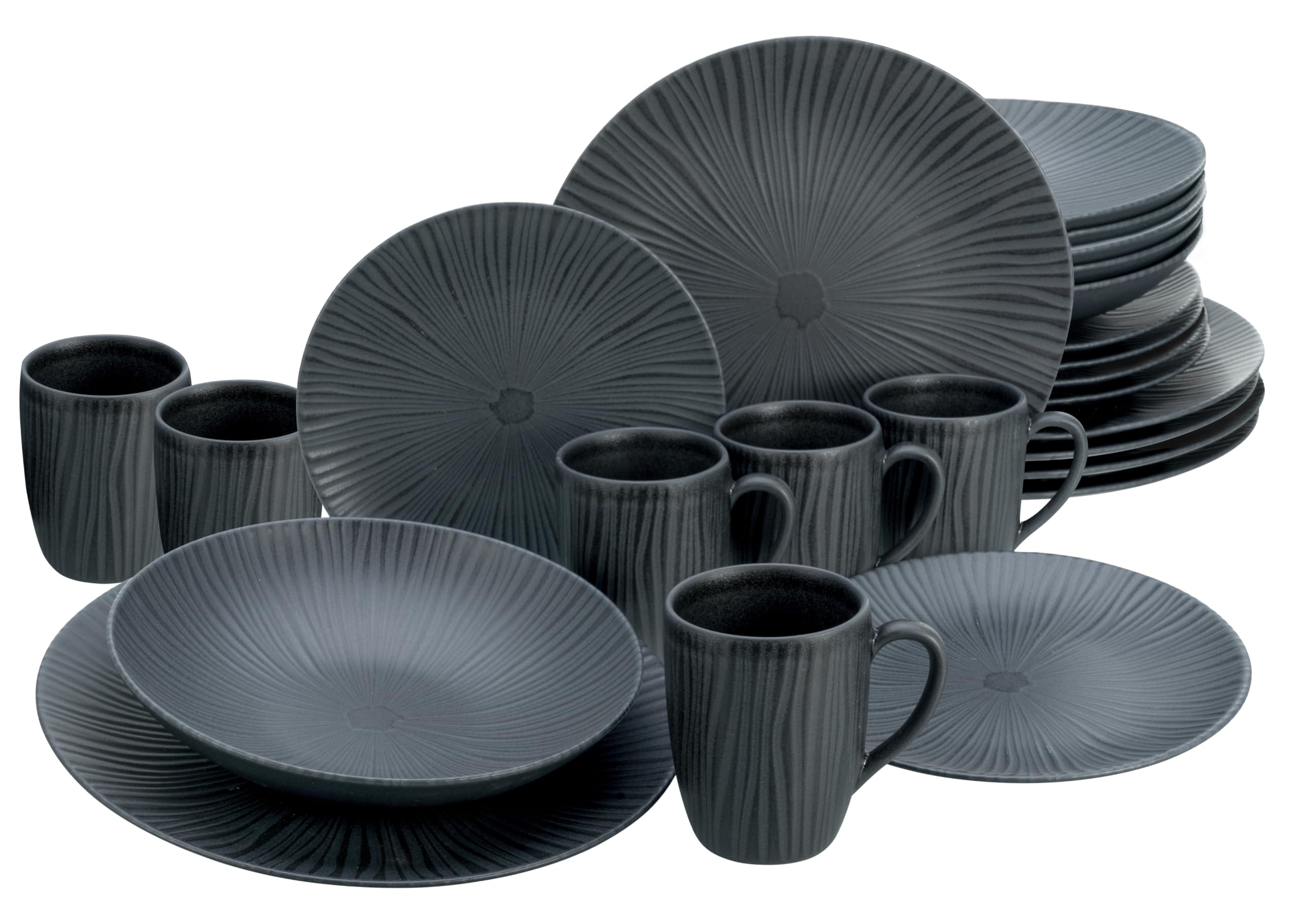 CreaTable, 24413, Serie Vesuvio Black, 24-teiliges Geschirrset für 6 Personen