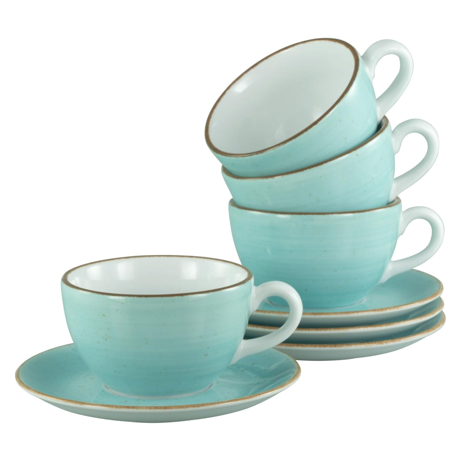 CreaTable, 34041, Serie Vintage Nature Aqua, 8-teiliges Geschirrset, Cappuccino Set aus Porzellan, spülmaschinen- und mikrowellengeeignet, Made in Europe