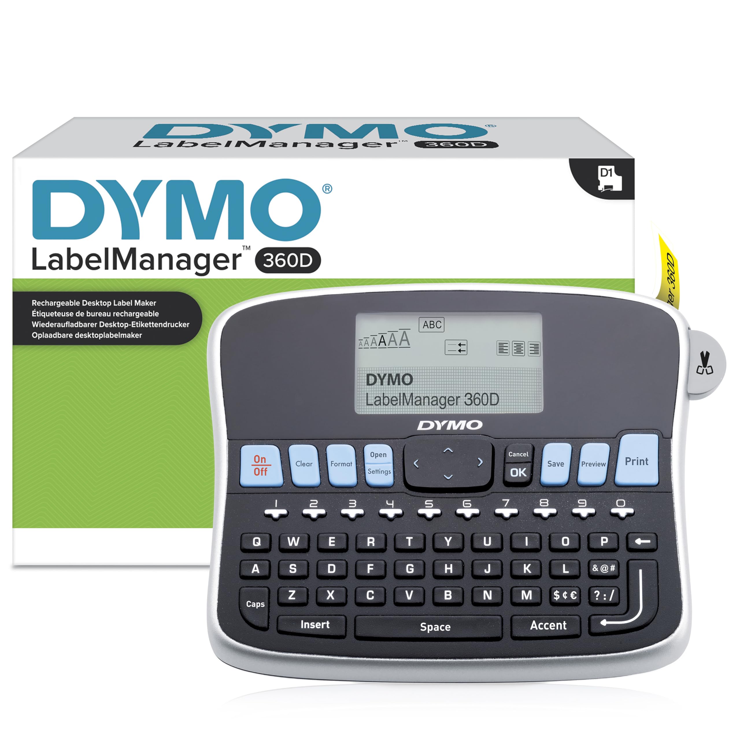 Dymo LabelManager 360D 6/9/12/19 mm D1-Bänder Qwerty UK/HK Beschriftungsgerät