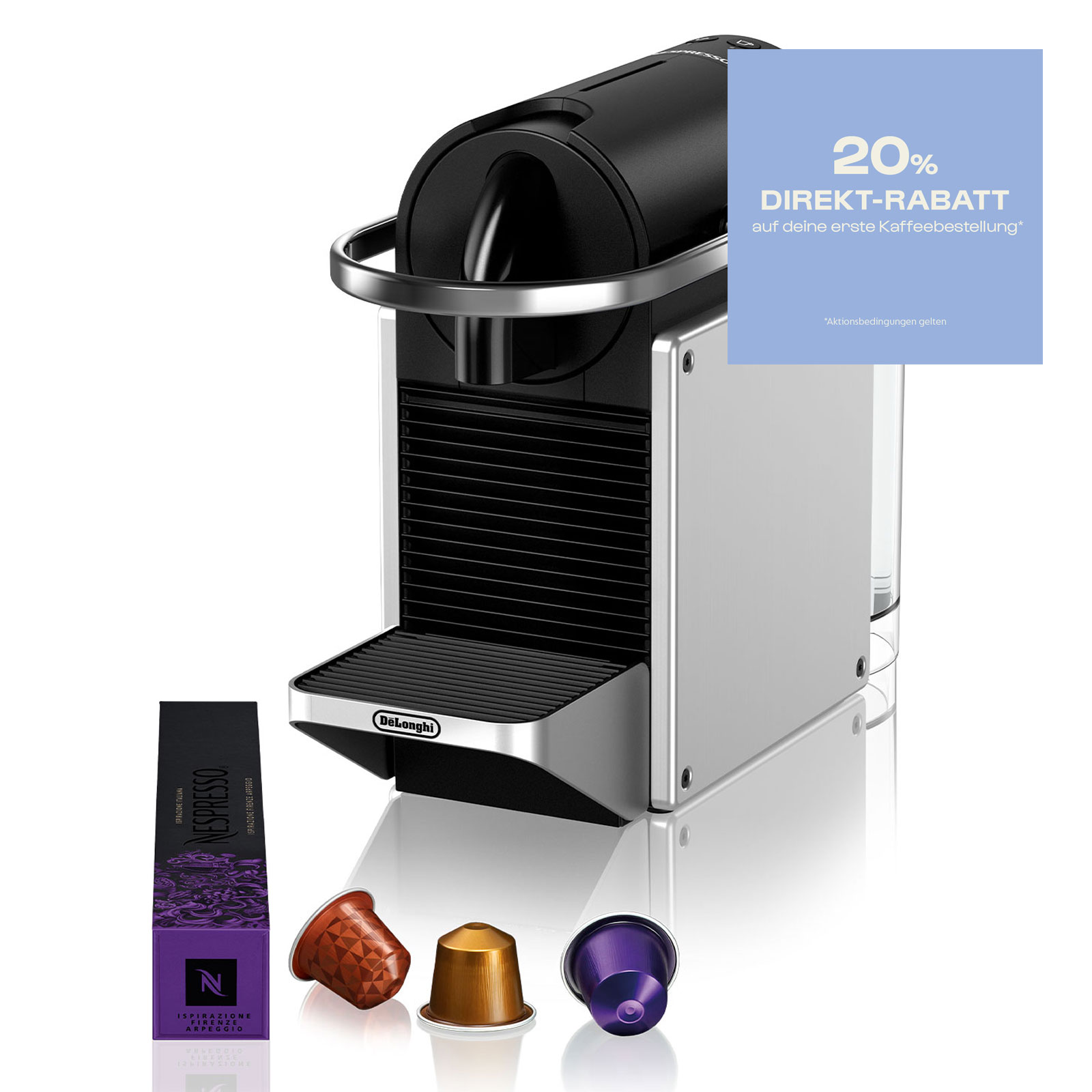 De'Longhi EN127.S PIXIE Re-Design silber Nespresso-Kapselmaschine