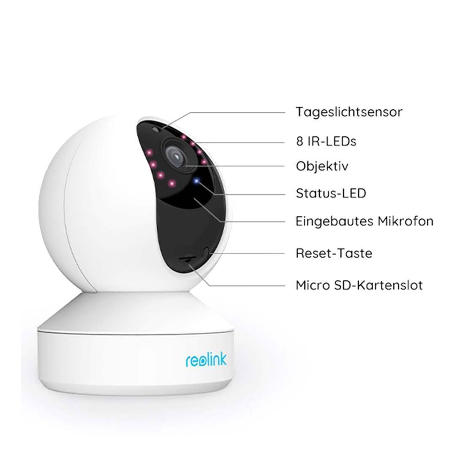Reolink T1 PRO - E330 Innenkamera (Überwachungskamera, WLAN, Kompatibel mit Amazon Alexa, Google Assistant)