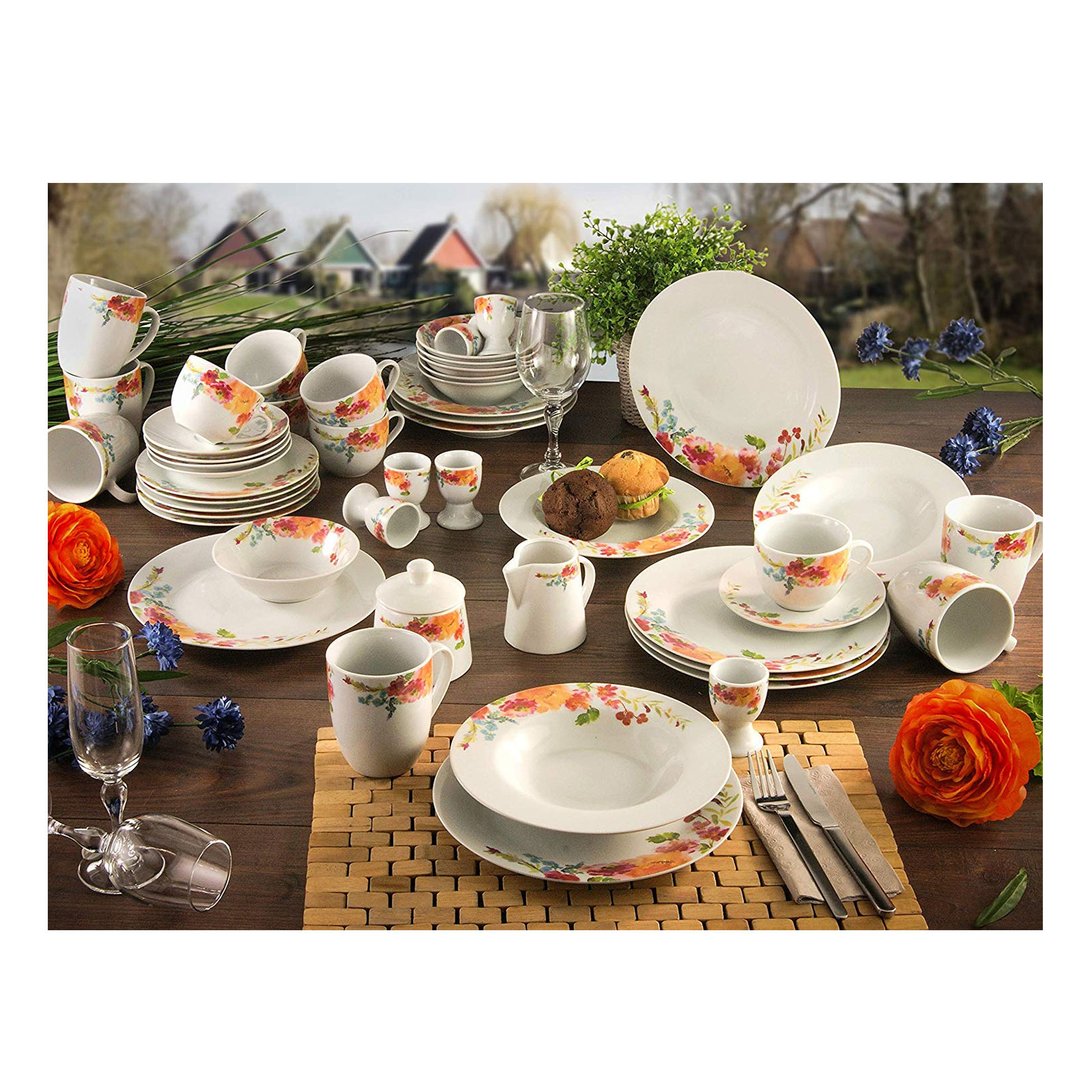 CreaTable, 20488, Serie FLOWER DREAMS, Geschirrset, Kombiservice 50 teilig