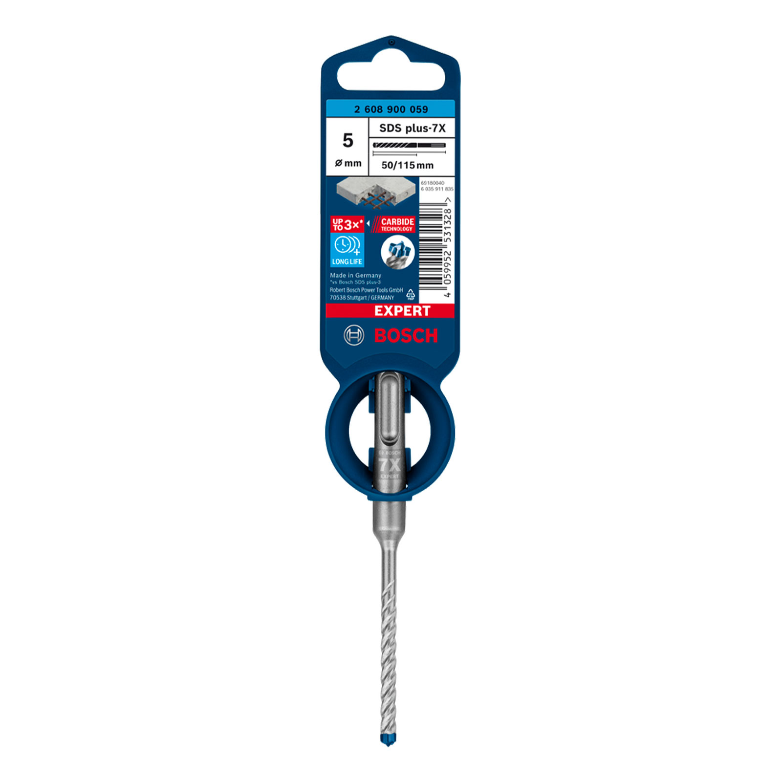 Bosch Professional Expert SDS plus-7X Hammerbohrer, 5 x 50 x 115 mm. Fuer Bohrhaemmer