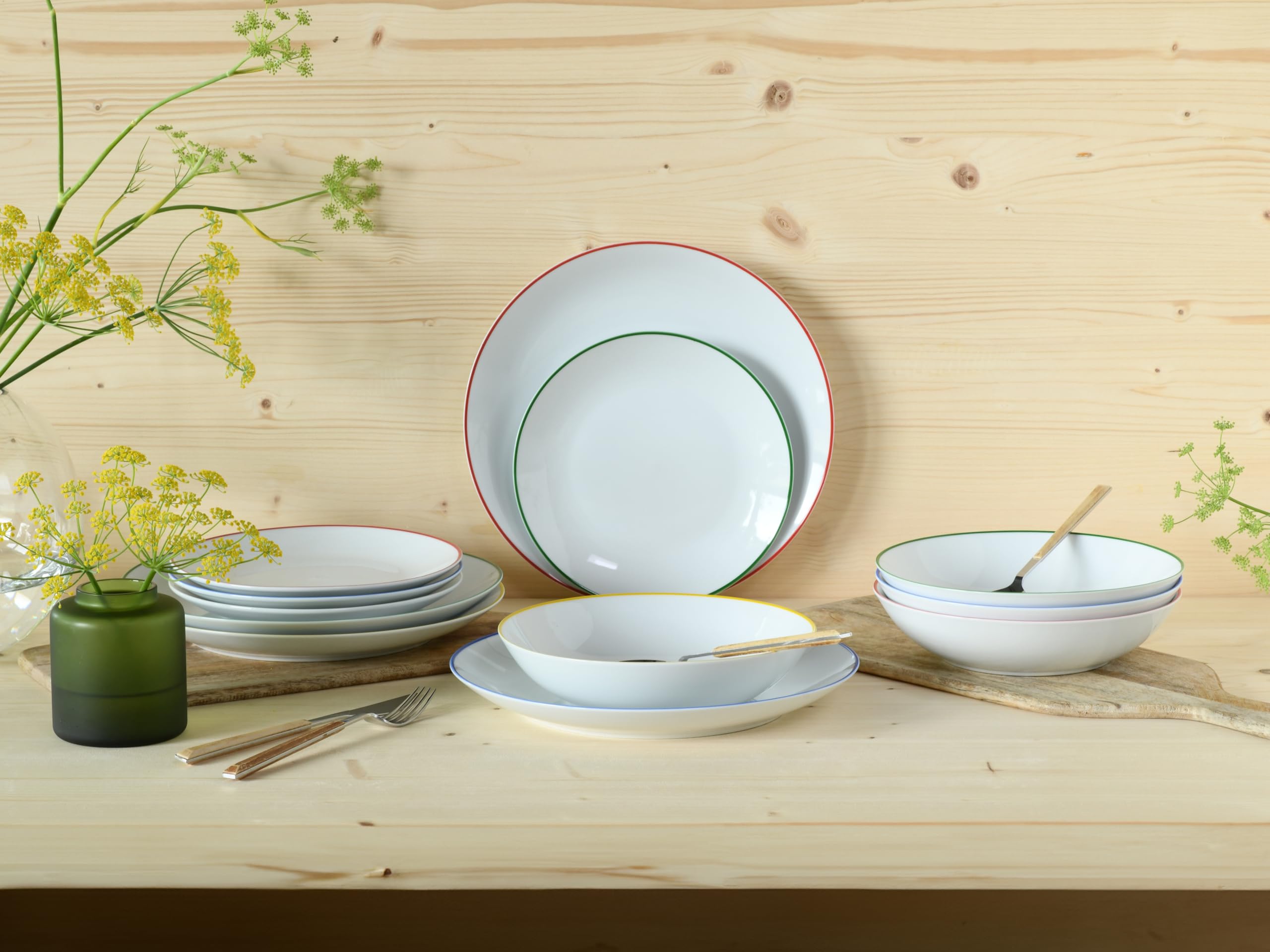 CreaTable 24057 Teller Set Serie Luna Color Line 12-tlg. 4 Personen