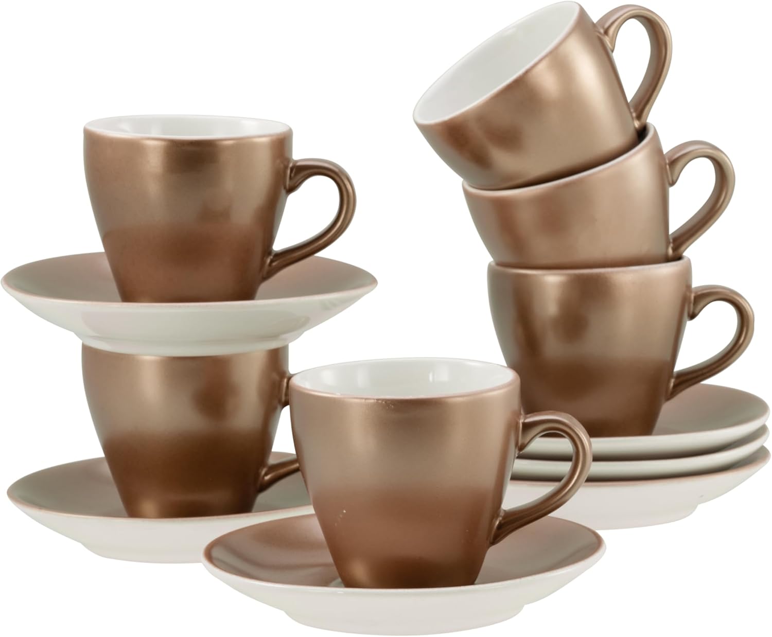 CreaTable, 24326, Serie Golden Days Weiß, 12-teiliges Geschirrset, Espresso Set aus Steinzeug