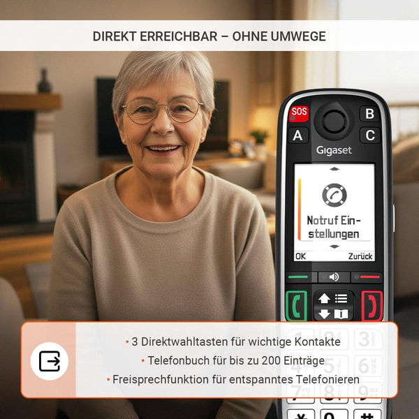 Gigaset Gigaset EASY 500, Schwarz (Mobilteil, DECT, Seniorentelefon)