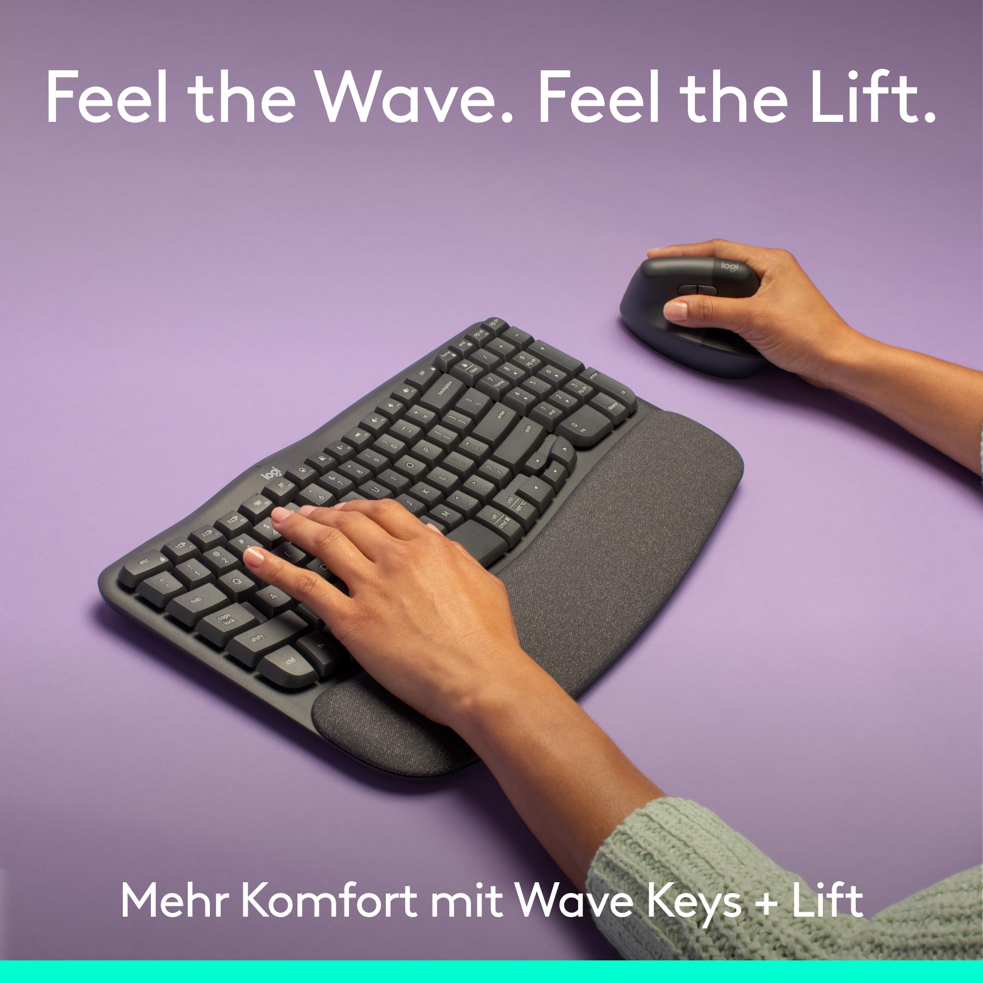 LOGITECH Wave Keys and Lift Combo, Maus und Tastatur, kabellos Graphite