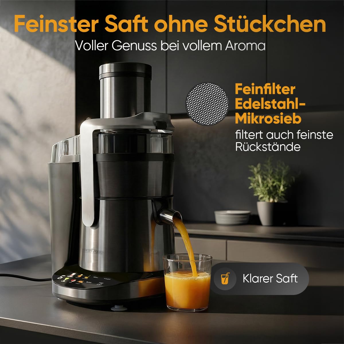 PROFICOOK PC-AE 1326 dark inox Entsafter