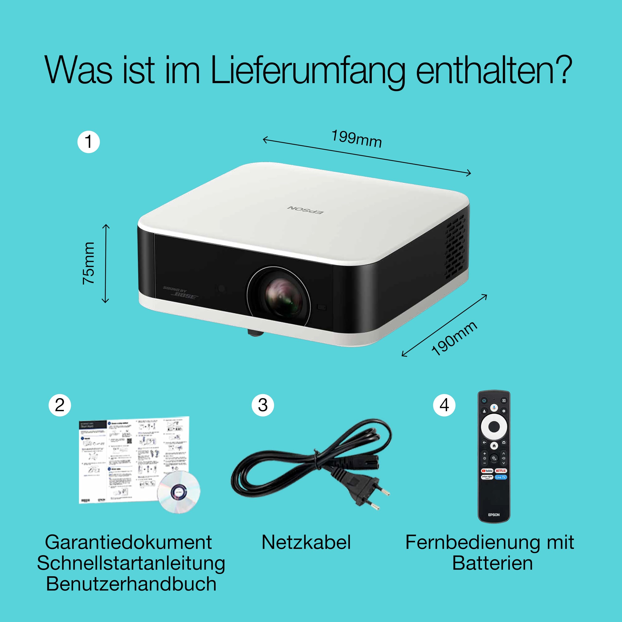 Epson Lifestudio Pop EF-61W Diamantweiß tragbarer Smart-Projektor
