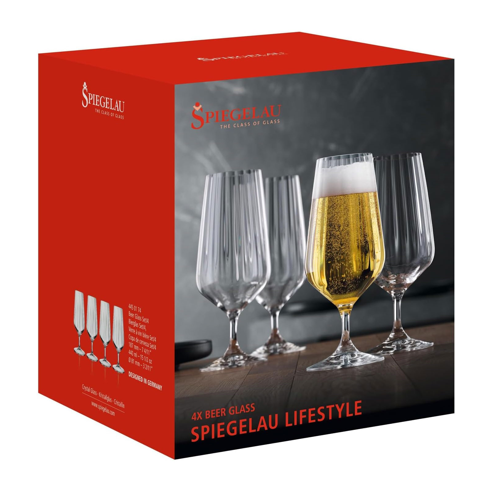 Spiegelau 4-teiliges Biergläser-Set, Biertulpen, Kristallglas, 440 ml, Lifestyle, 4450174