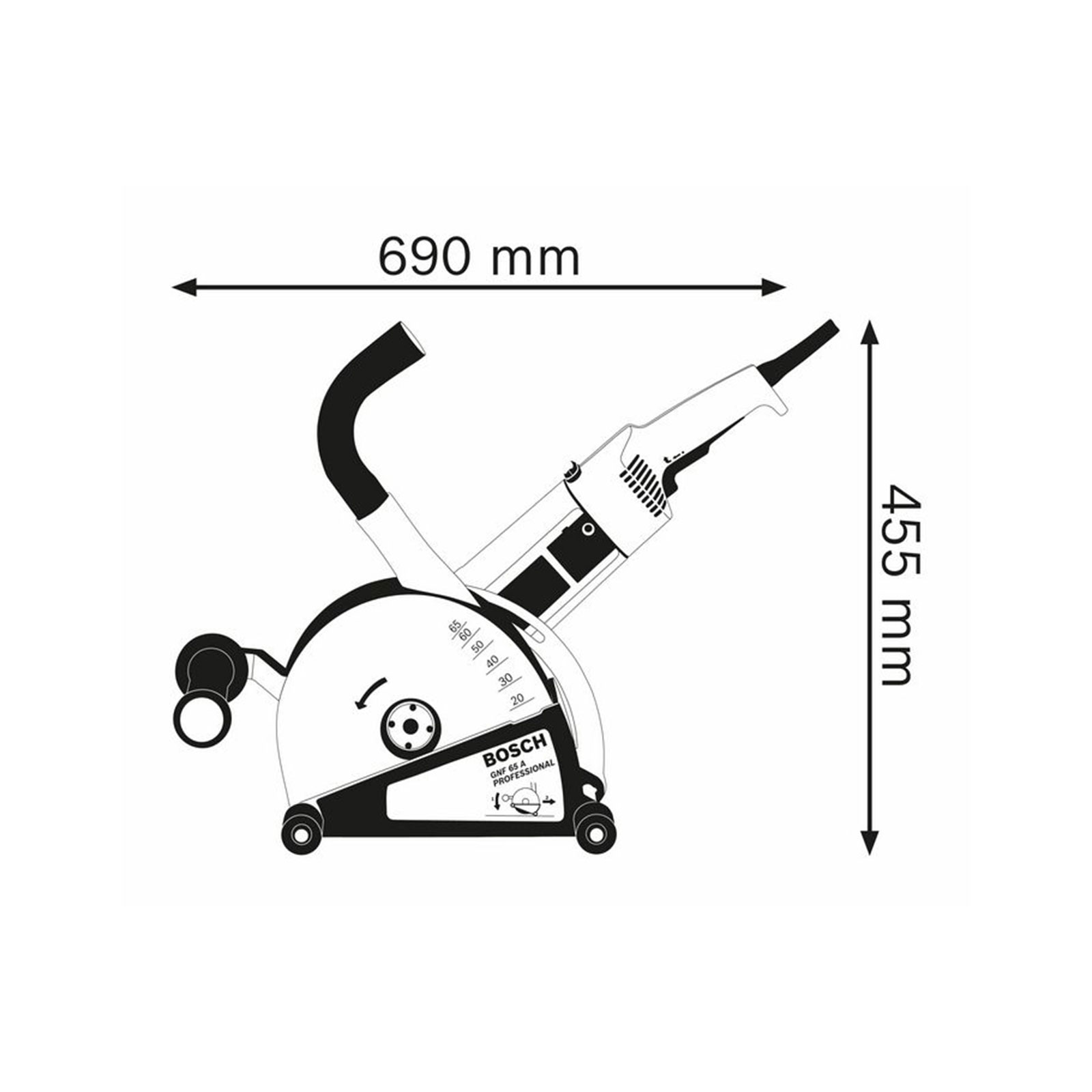 Bosch Professional Mauernutfräse GNF 65 A inkl. Handwerkerkoffer Ausbrechwerkzeug Zusatzhandgriff Aufnahmeflansch