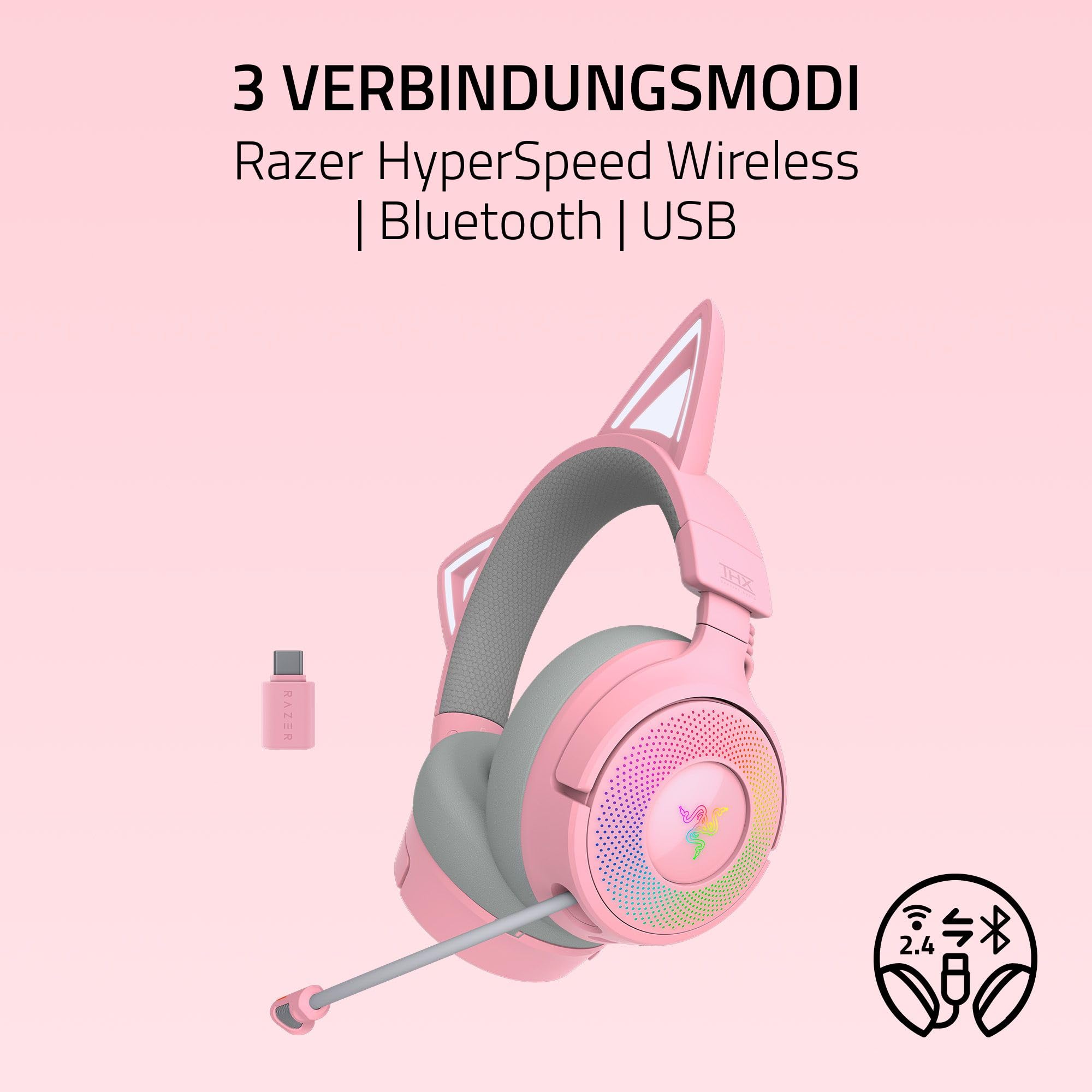 Razer Kraken Kitty V3 Pro - Kabelloses RGB-Kitty-Headset