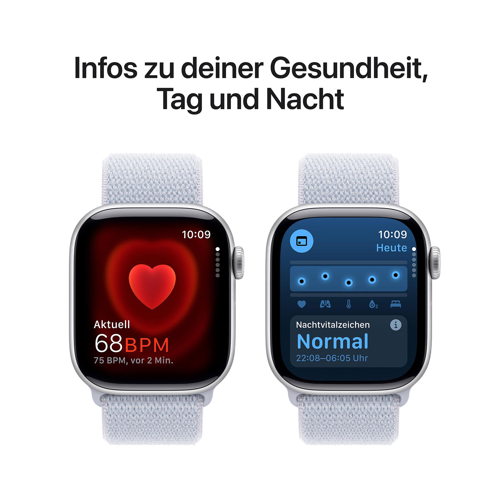 Apple Watch Series 10 GPS, 42 mm Aluminiumgehäuse Silber, Sport Loop Blaue Wolke