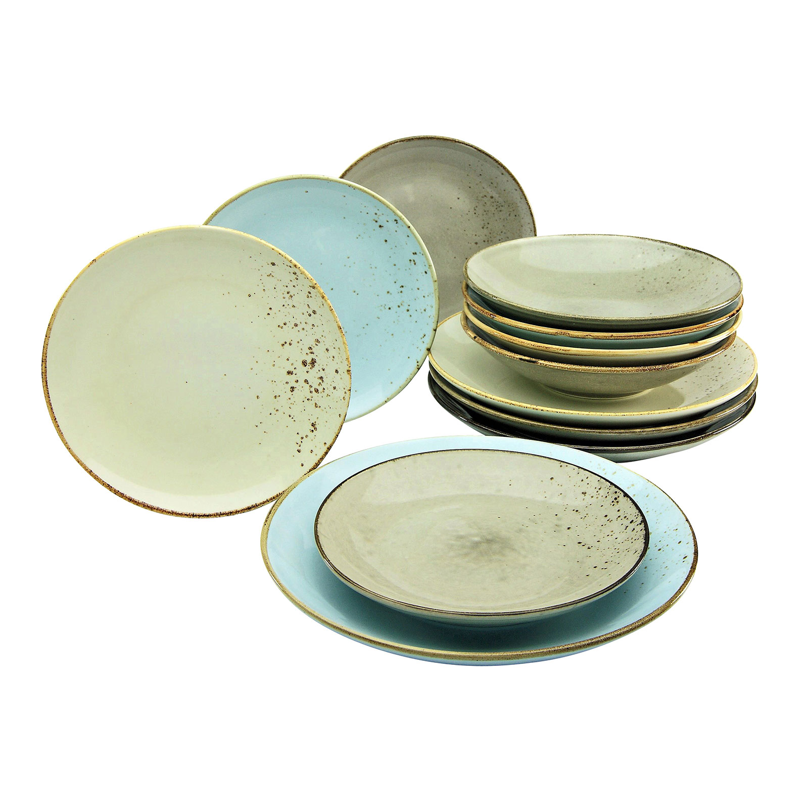 CreaTable, 20965, Serie NATURE COLLECTION SKANDINAVIEN, Geschirrset, Teller Set 12 teilig