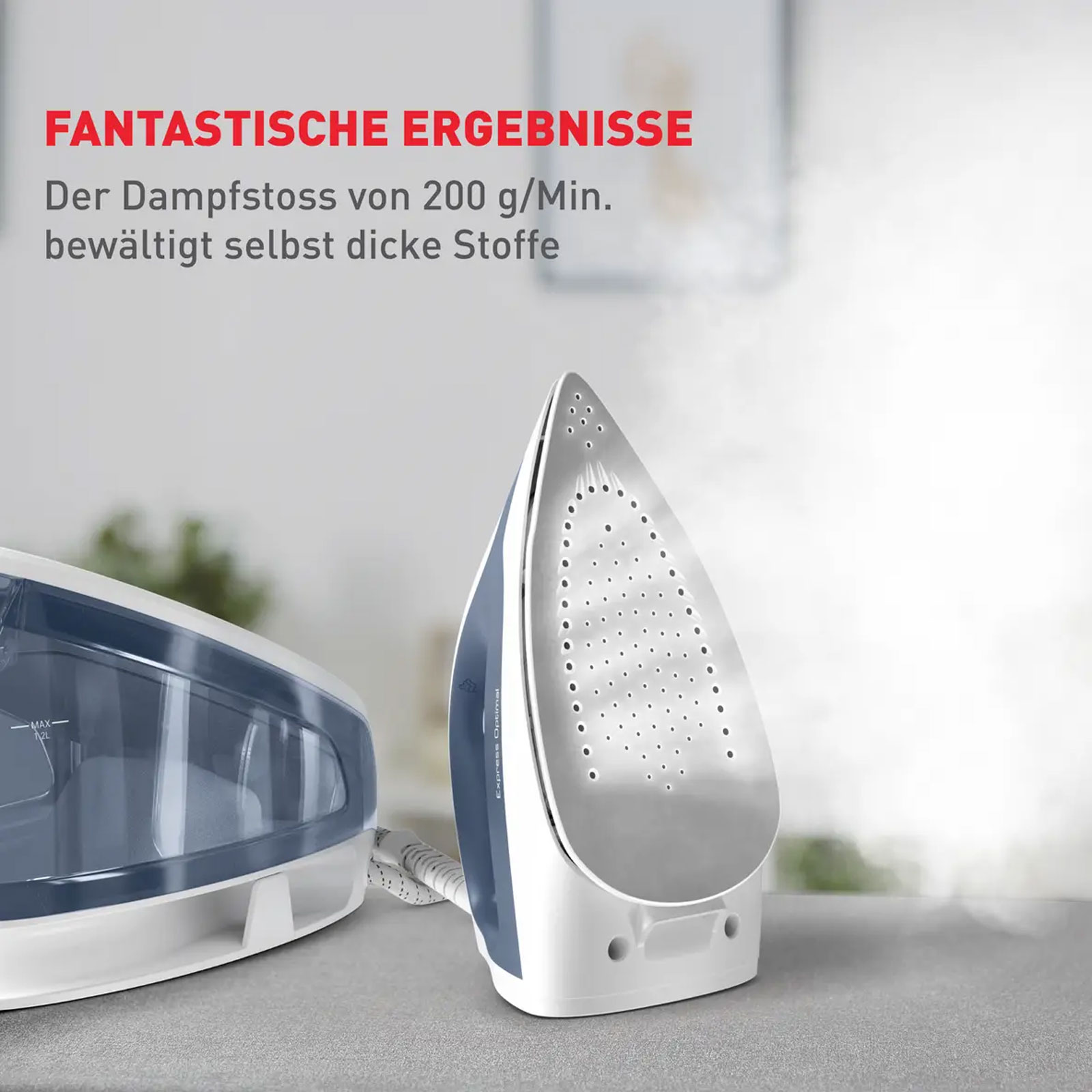 TEFAL SV4110 Dampfbügelstation (2200 W Leistung, Keramik-Expressgleiter Bügelsohle, 110 g/min Dampfmenge, 1,2 l Wassertank, 1,6 m Kabellänge, Calc-Clean-Funktion)