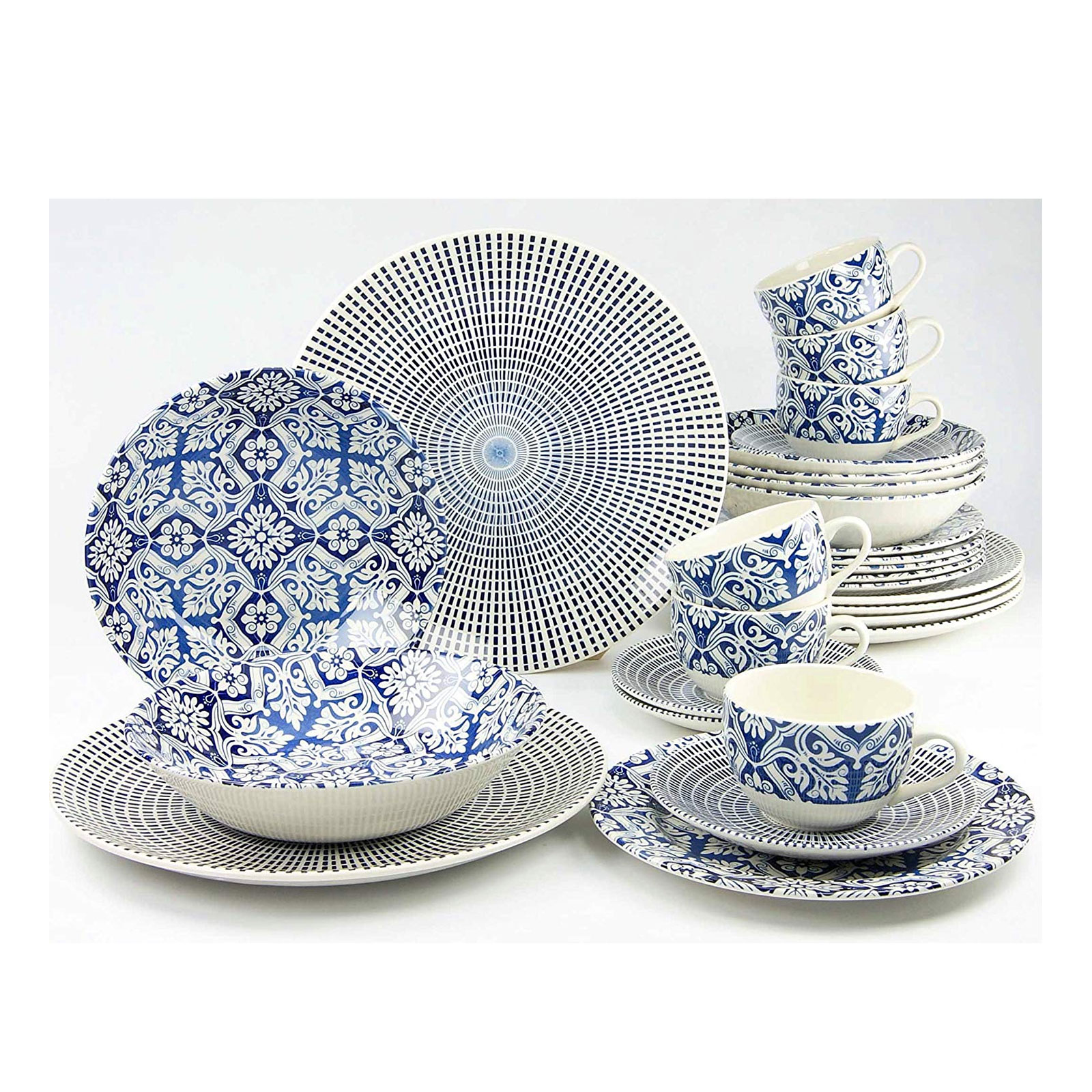 CreaTable, 19925, Serie Marrakesch BLUE, Geschirrset Kombiservice 30 teilig