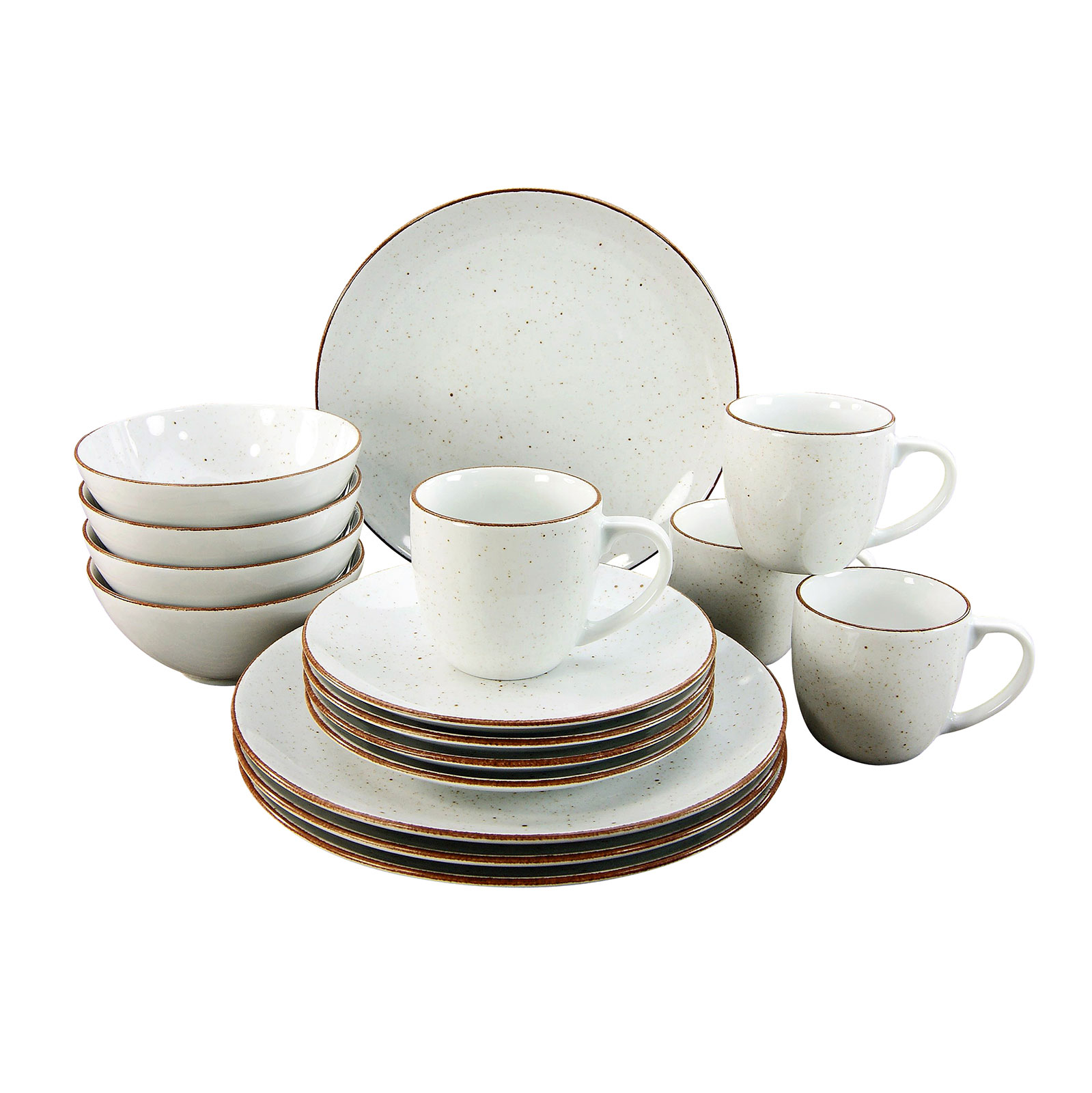 CreaTable, 20317, Serie VINTAGE NATURE weiss, Geschirrset Kombiservice 16 teilig