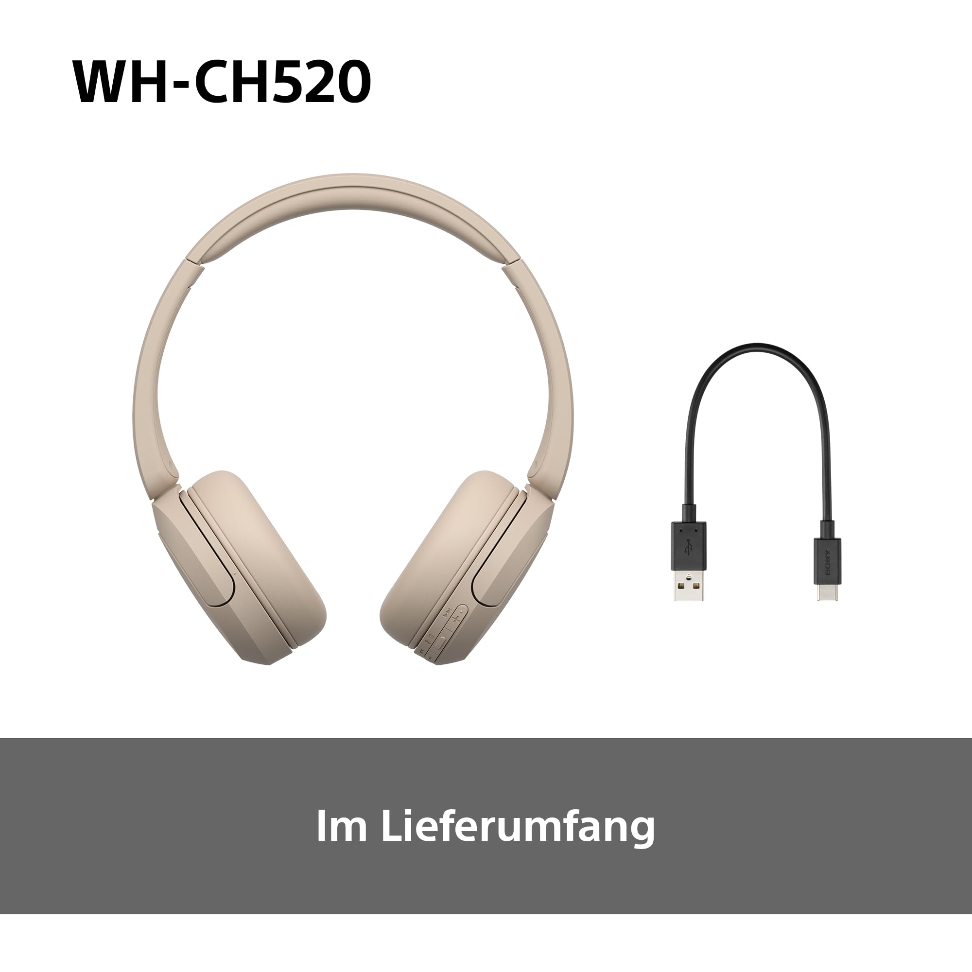 Sony WH-CH520 Kabelloser Bluetooth On-Ear-Kopfhörer
