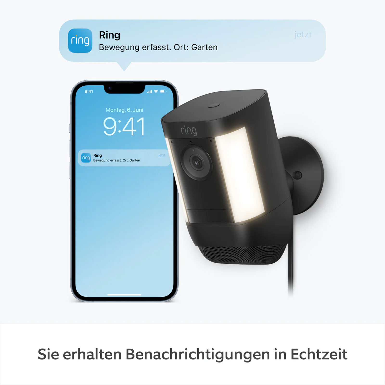 Ring Spotlight Cam Pro Plug-in, Schwarz Außenkamera (Überwachungskamera, WLAN, Amazon Alexa)