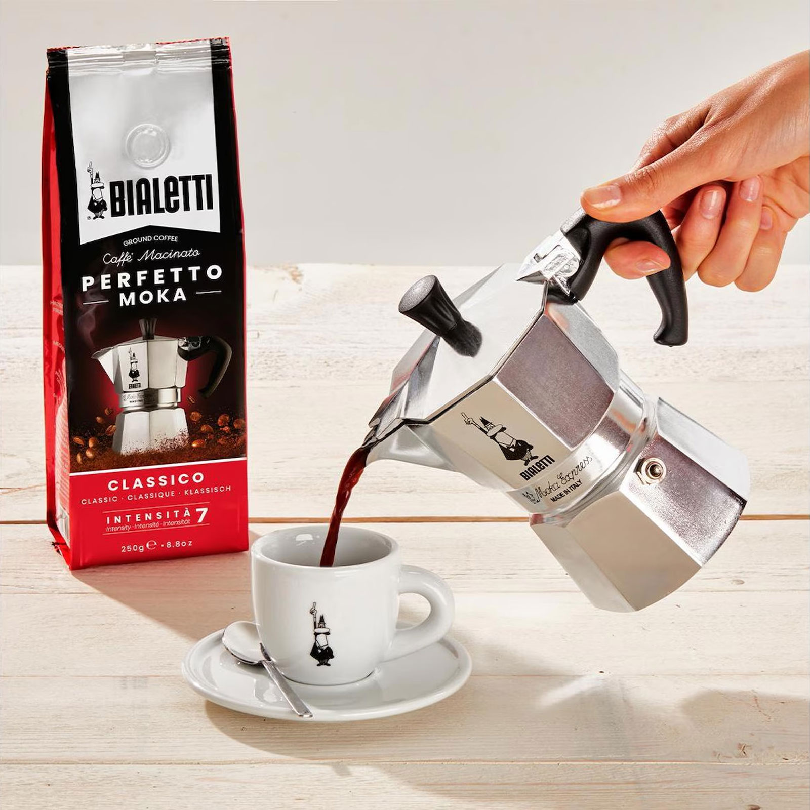 Bialetti Moka Express Espressokocher (für 4 Tassen, 190 ml, silber)