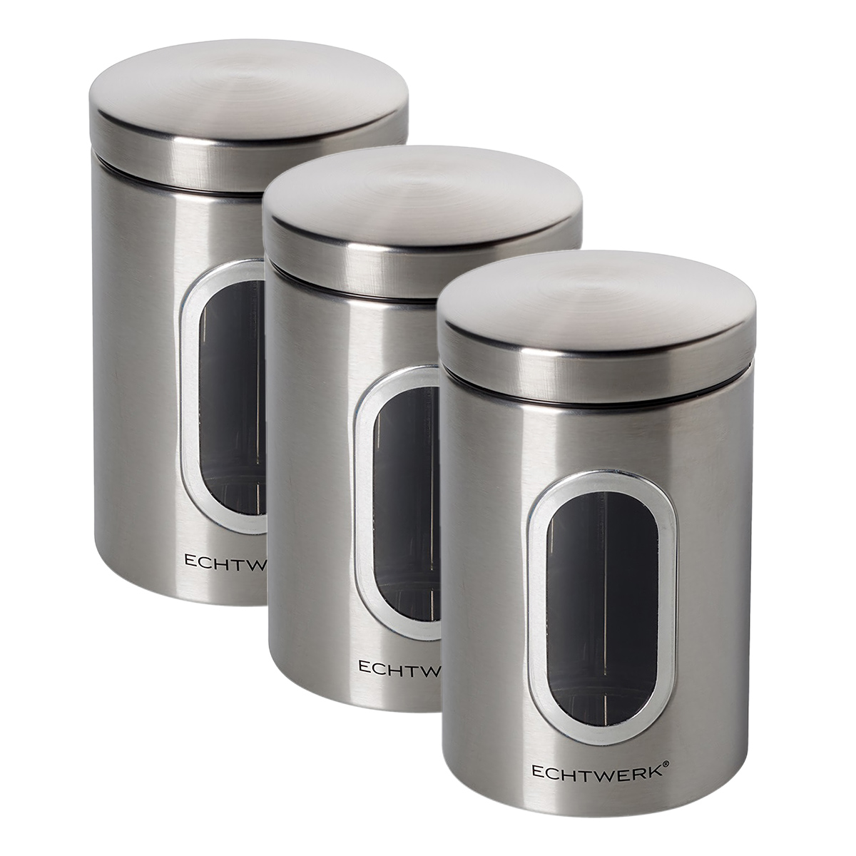 Echtwerk Vorratsdose 3er Set - Metalldose mit luftdichtem Deckel und großem Sichtfenster