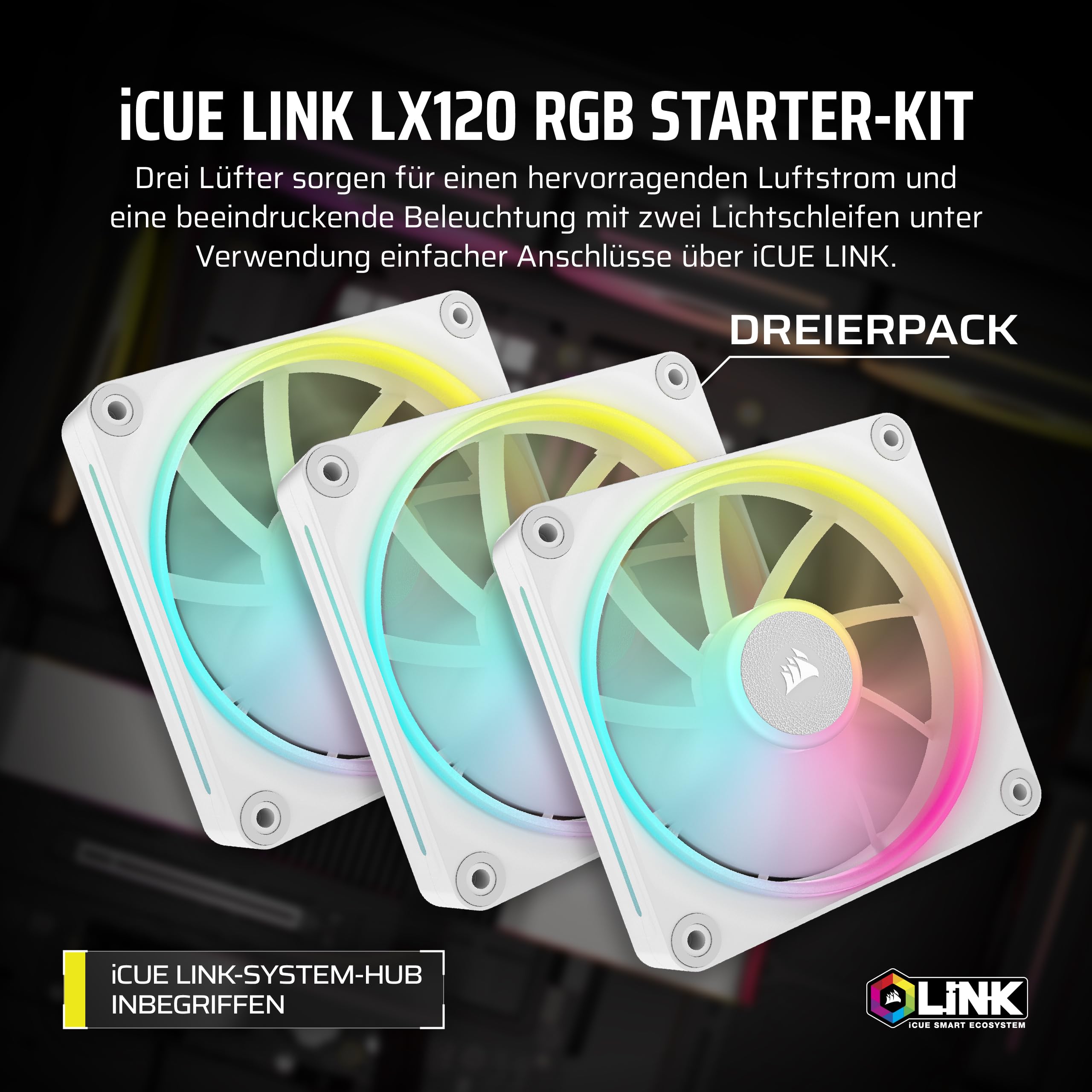 CORSAIR iCUE LINK LX120 RGB 120mm PWM-Lüfter Dreierpack
