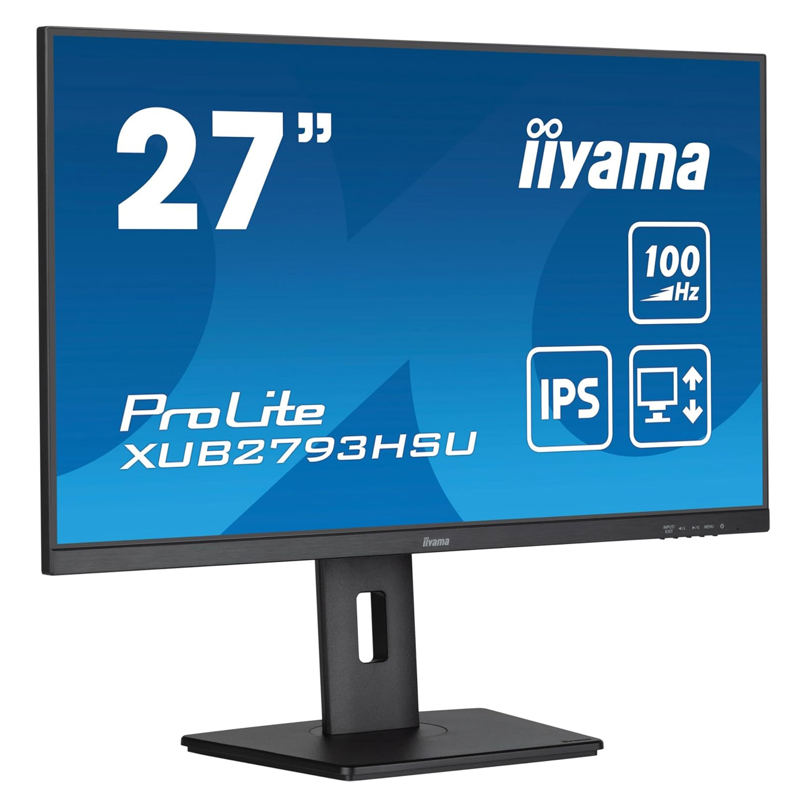 iiyama Monitor PROLITE XUB2793HSU-B7, matt schwarz, 27 Zoll, Full-HD, 100 Hz, 1ms (LED, HDMI, DisplayPort, höhenverstellbar, neigbar, pivot)