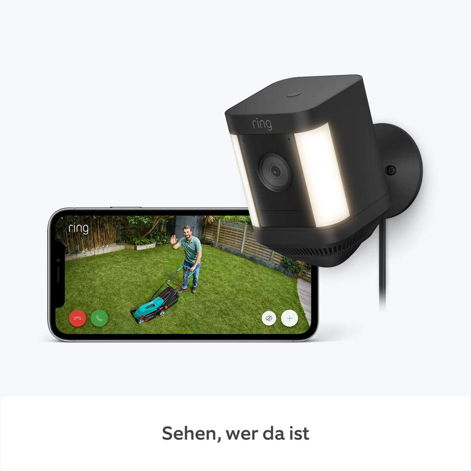Ring Spotlight Cam Plus Plug-in, Schwarz Außenkamera (Überwachungskamera, WLAN, Amazon Alexa)