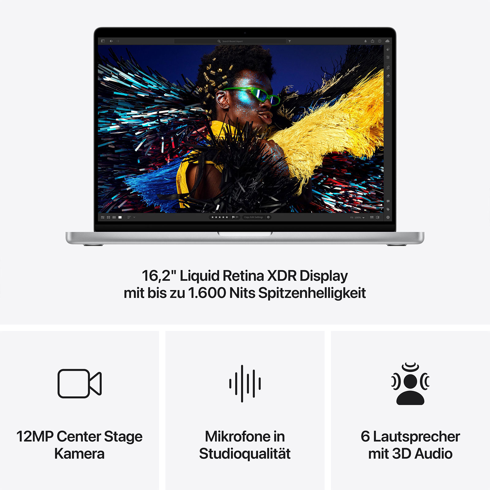 Apple MacBook Pro, Silber, 16 Zoll, M4 Max, 16-Core-CPU, 40-Core-GPU, 64GB, 1TB SSD