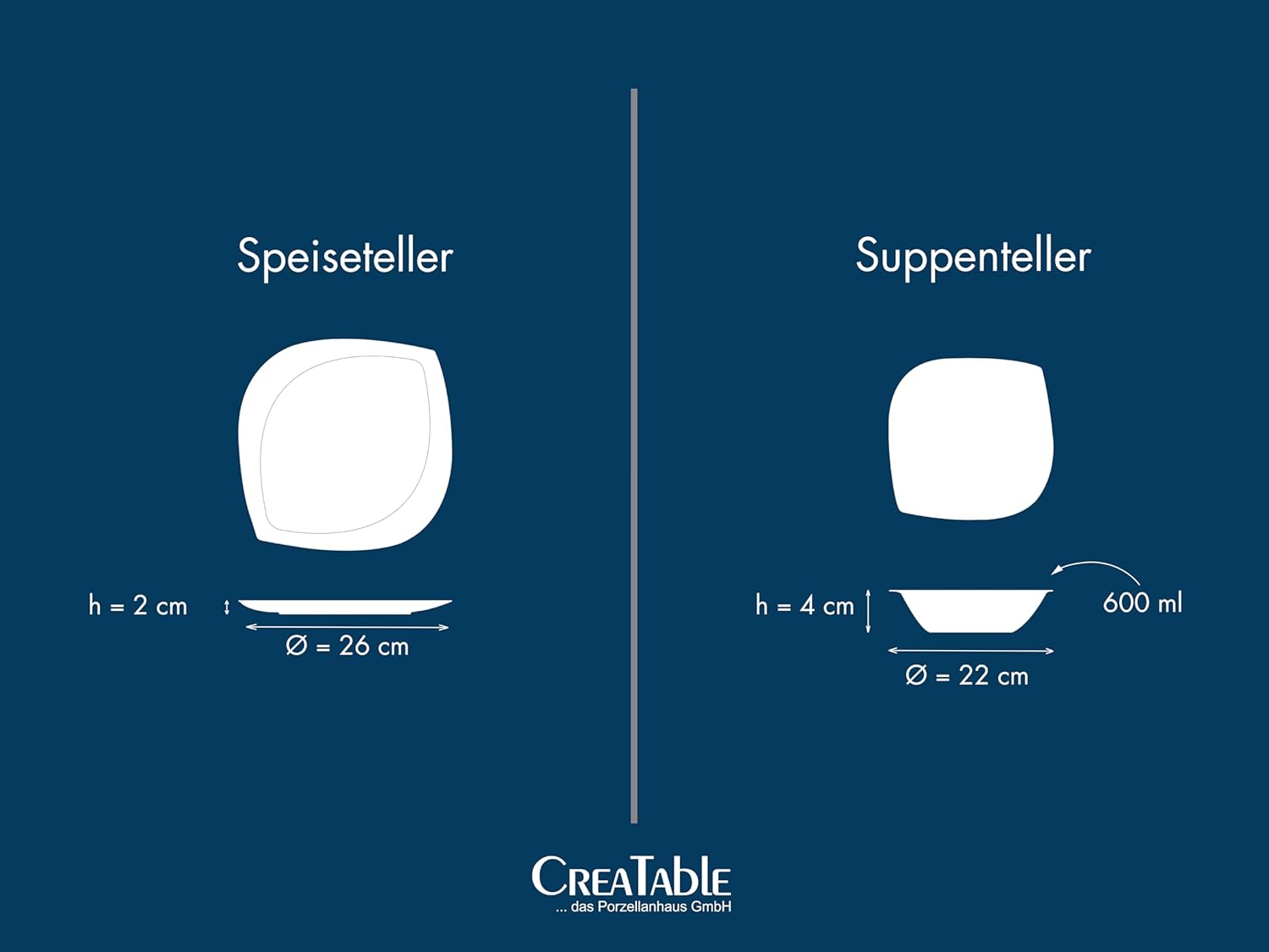 CreaTable, 18531, Serie Melbourne, Geschirrset, Tafelservice 12 teilig