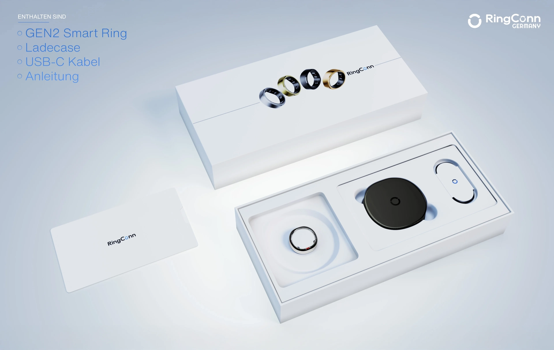 RingConn Smart Ring GEN 2, Future Silver, Gr. 9 Smartring