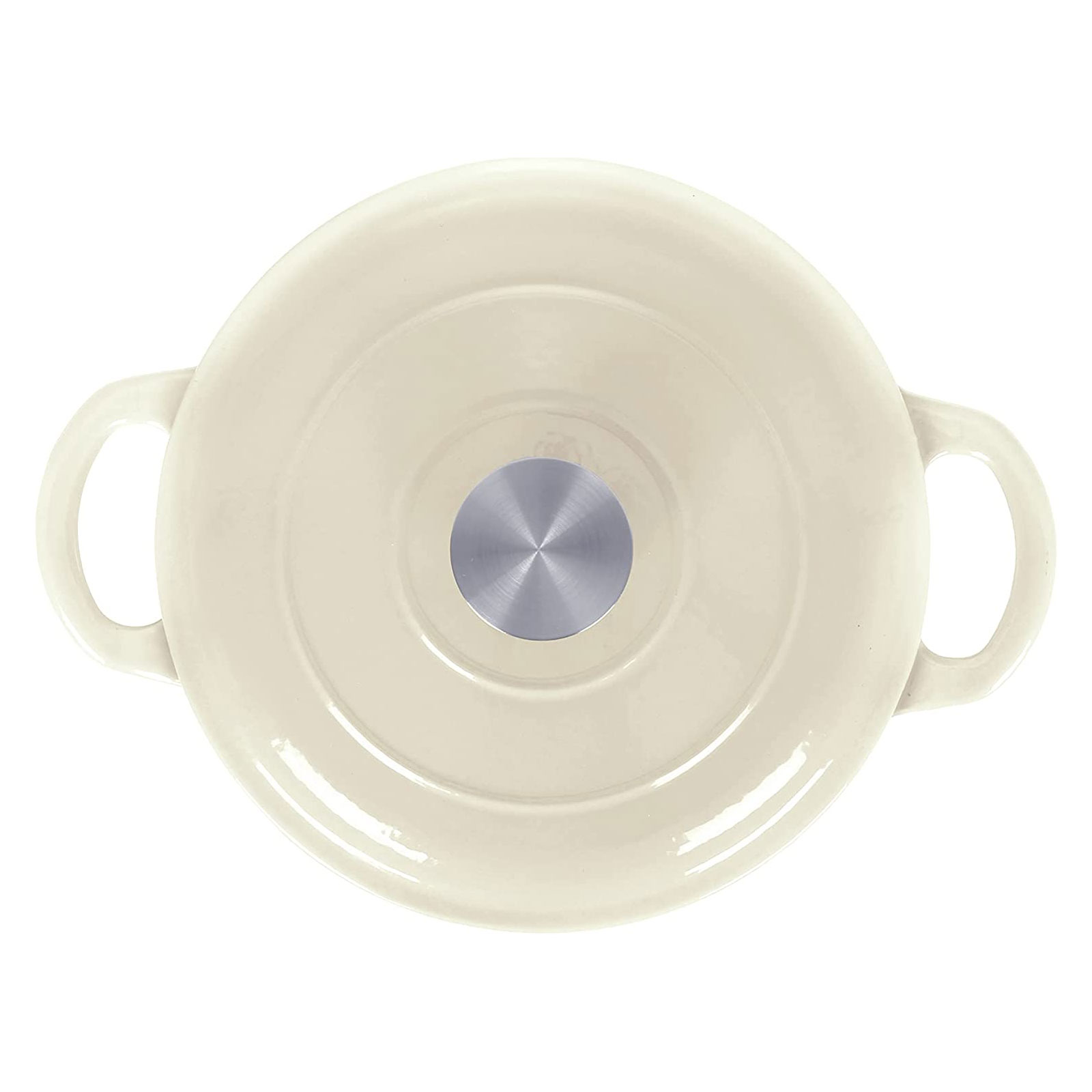 Echtwerk Schmortopf Gusseisen Gusseisentopf Bräter mit Deckel Brotbacktopf rund Grill BBQ Induktion Creme, 3,5 L