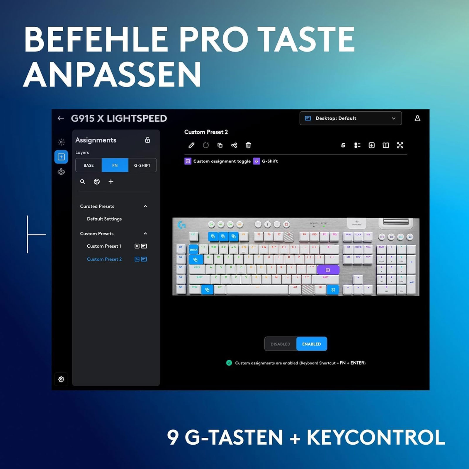 Logitech G G915 X LIGHTSPEED Low-Profile-Kabellose Gaming-Tastatur