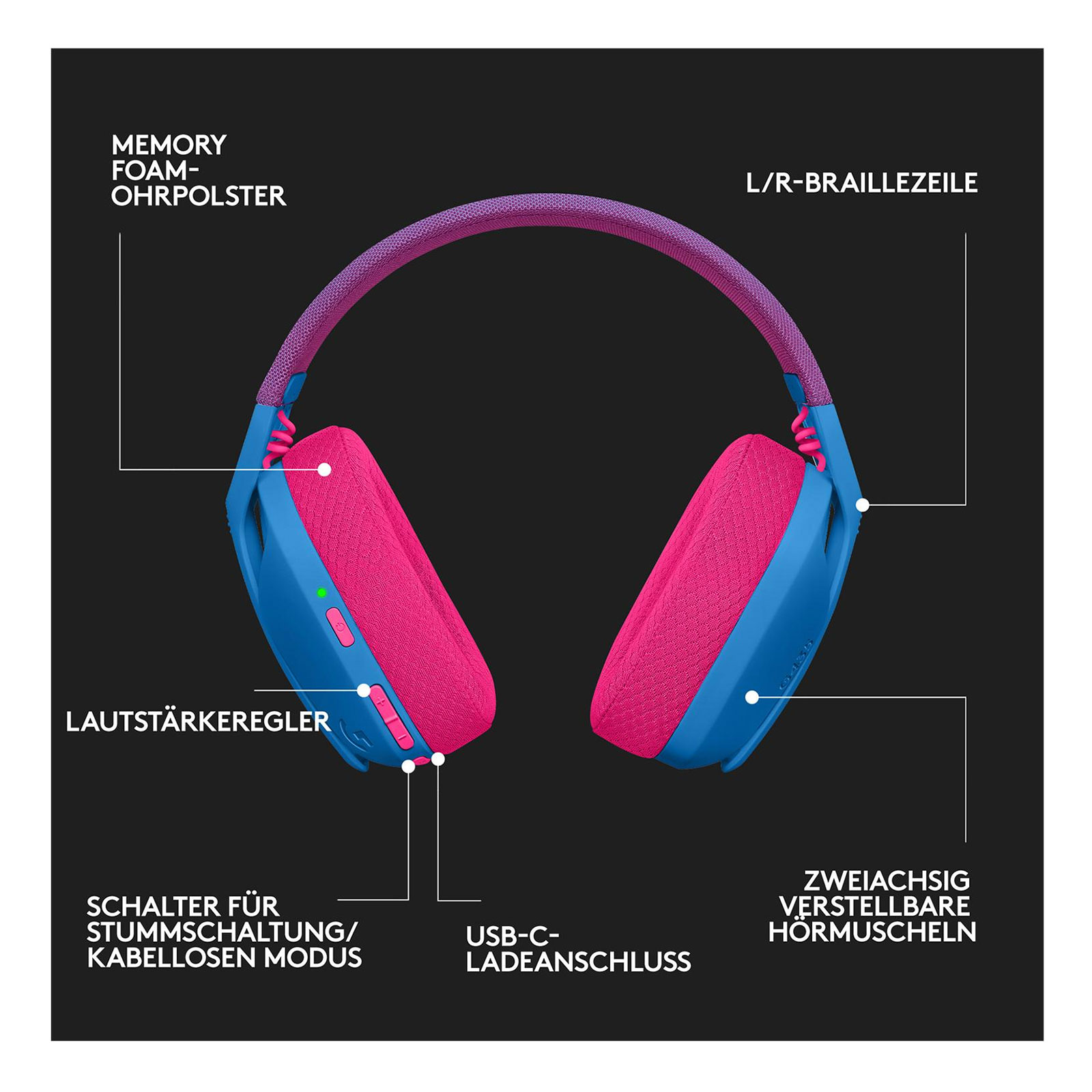 Logitech G435 Lightspeed Gaming-Headset blau