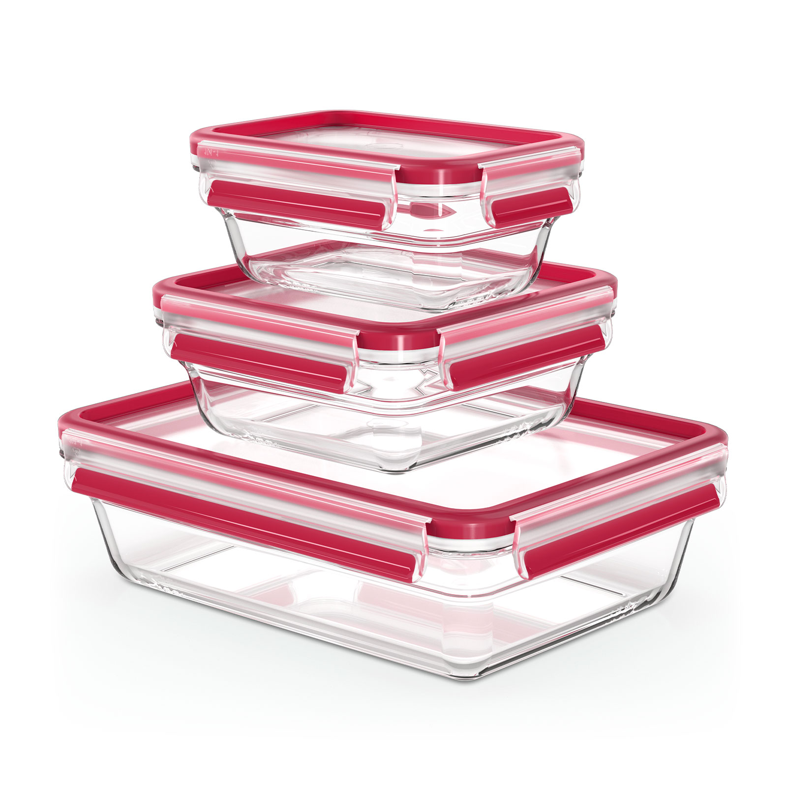 EMSA CLIP & CLOSE Glas Frischhaltedosen 3er Set, 3 x 0,45 L