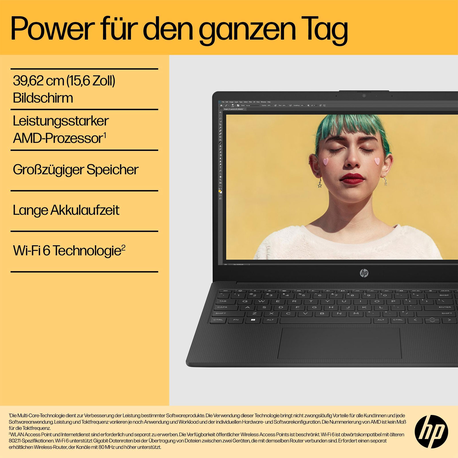 HP 15-fc0655ng, Silber, 15,6 Zoll, Full HD, AMD Ryzen 5 7520U, 16 GB, 1 TB M.2 SSD, Win11 Home