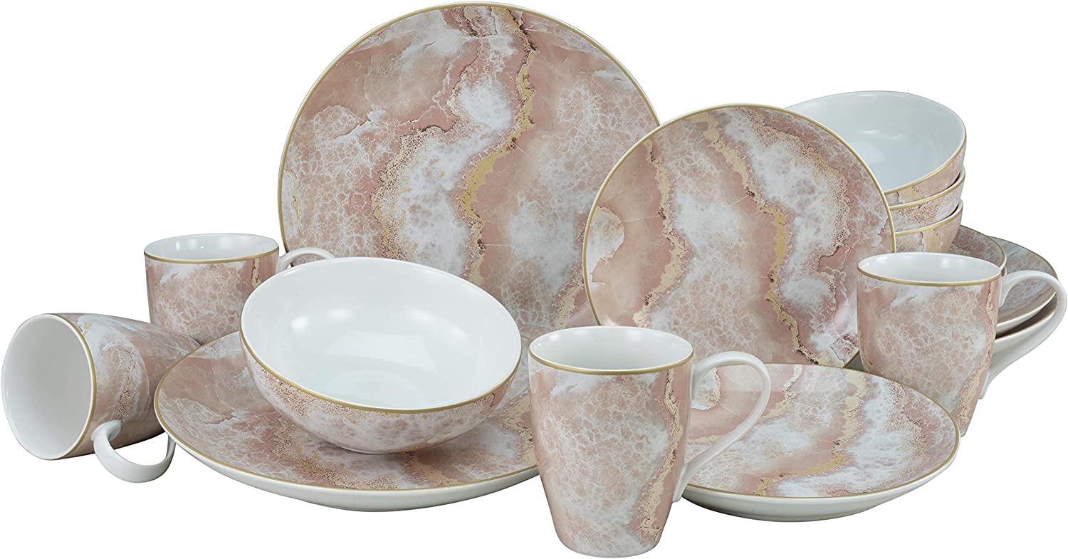 Creatable, 22275, Serie Marmor Collection grau, Geschirrset, Kombiservice 16 teilig, Steinzeug